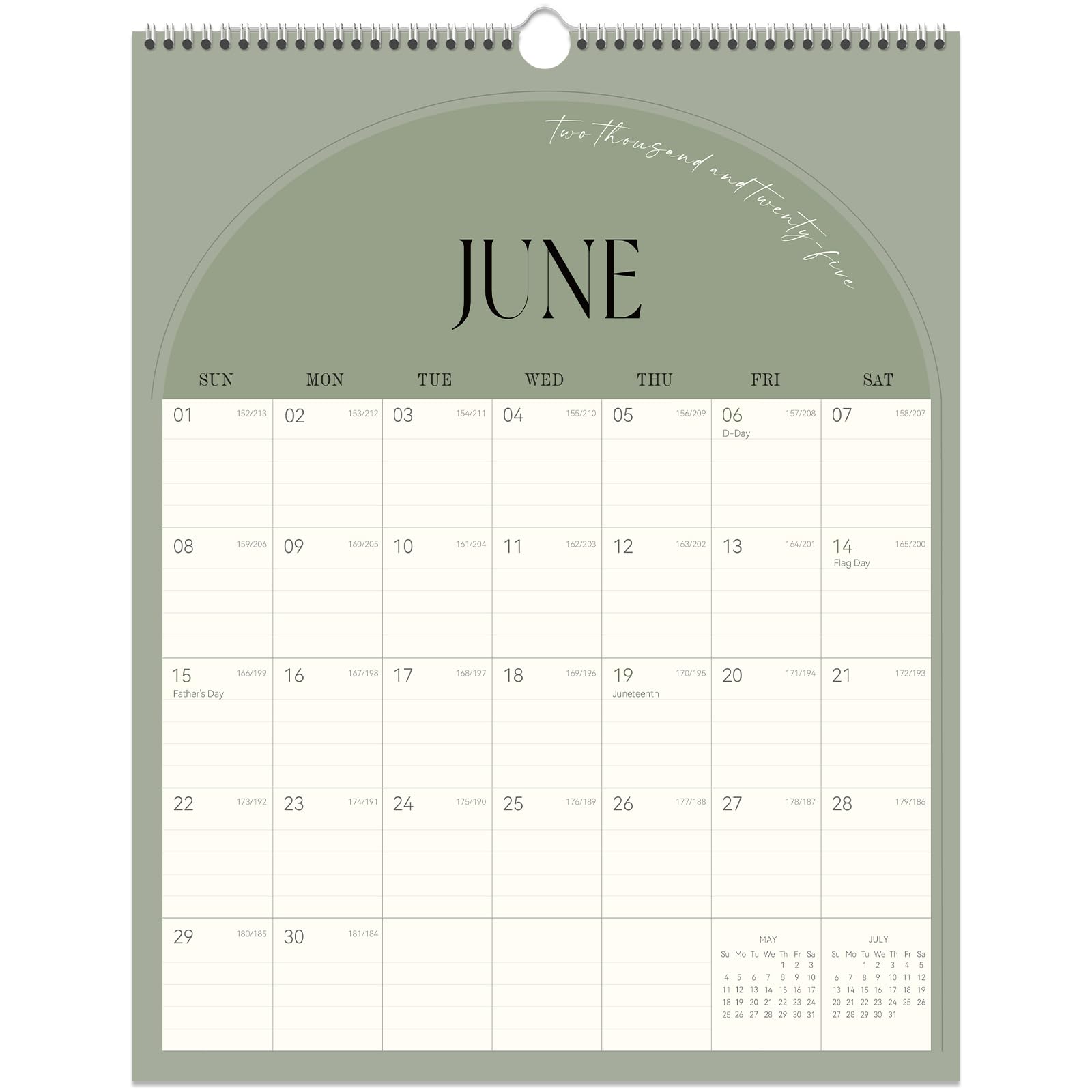 Guasslee 2025-2026 Wall Calendar | 19-Month Spiral Bound Vertical Planner (June 2025-December 2026) | 14