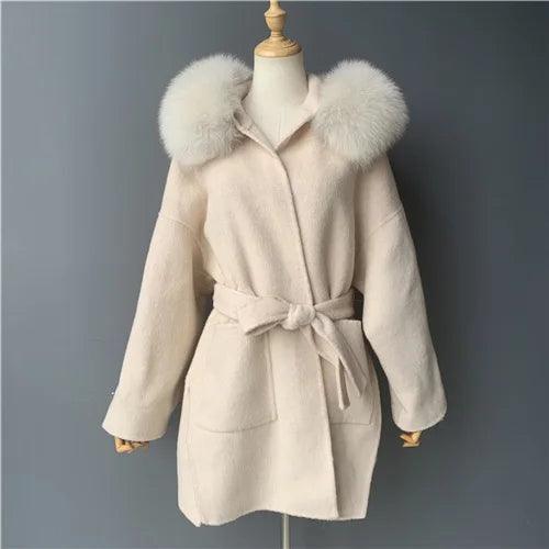 Khaki with fur cuffs