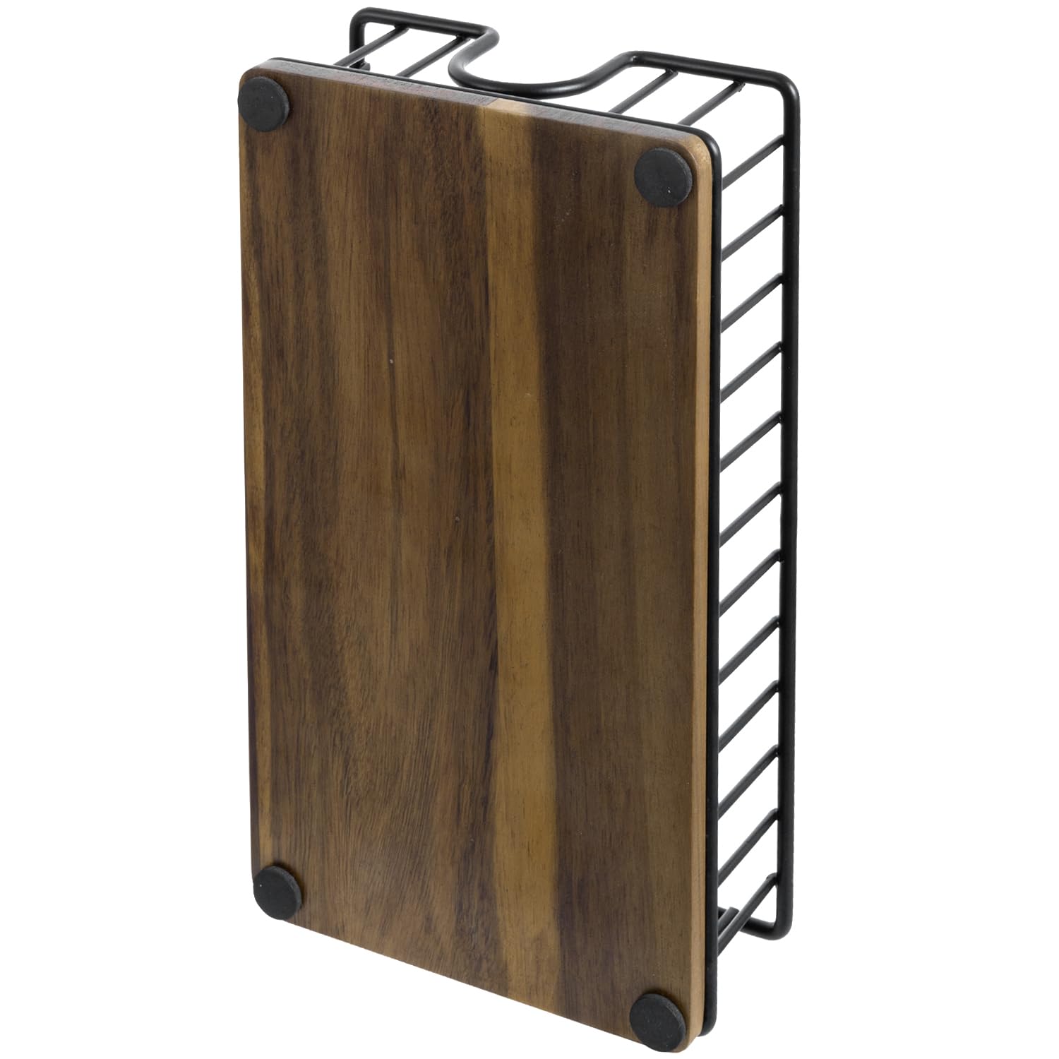 Premium Acacia Wood & Matte Black Metal Wire Foldable Paper Towel Holder - Commercial Grade Napkin Dispenser for Kitchen Countertop, Restaurant, Guest Bathroom & Office Use