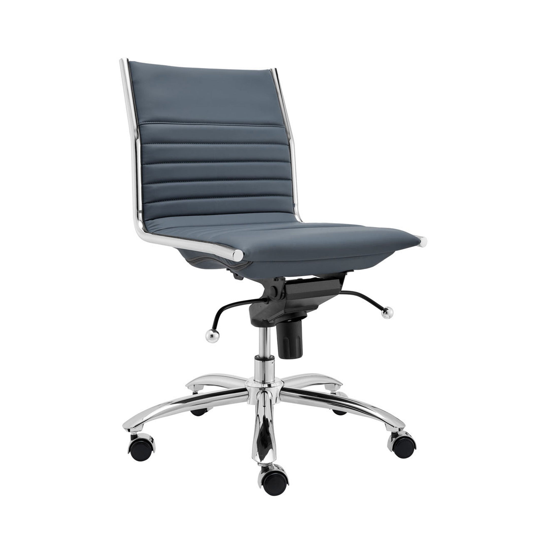 Euro Style Dirk Low Back Office Chair - Armless Ergonomic Design with Chrome Steel Base for Home, Office & Workspace Comfort