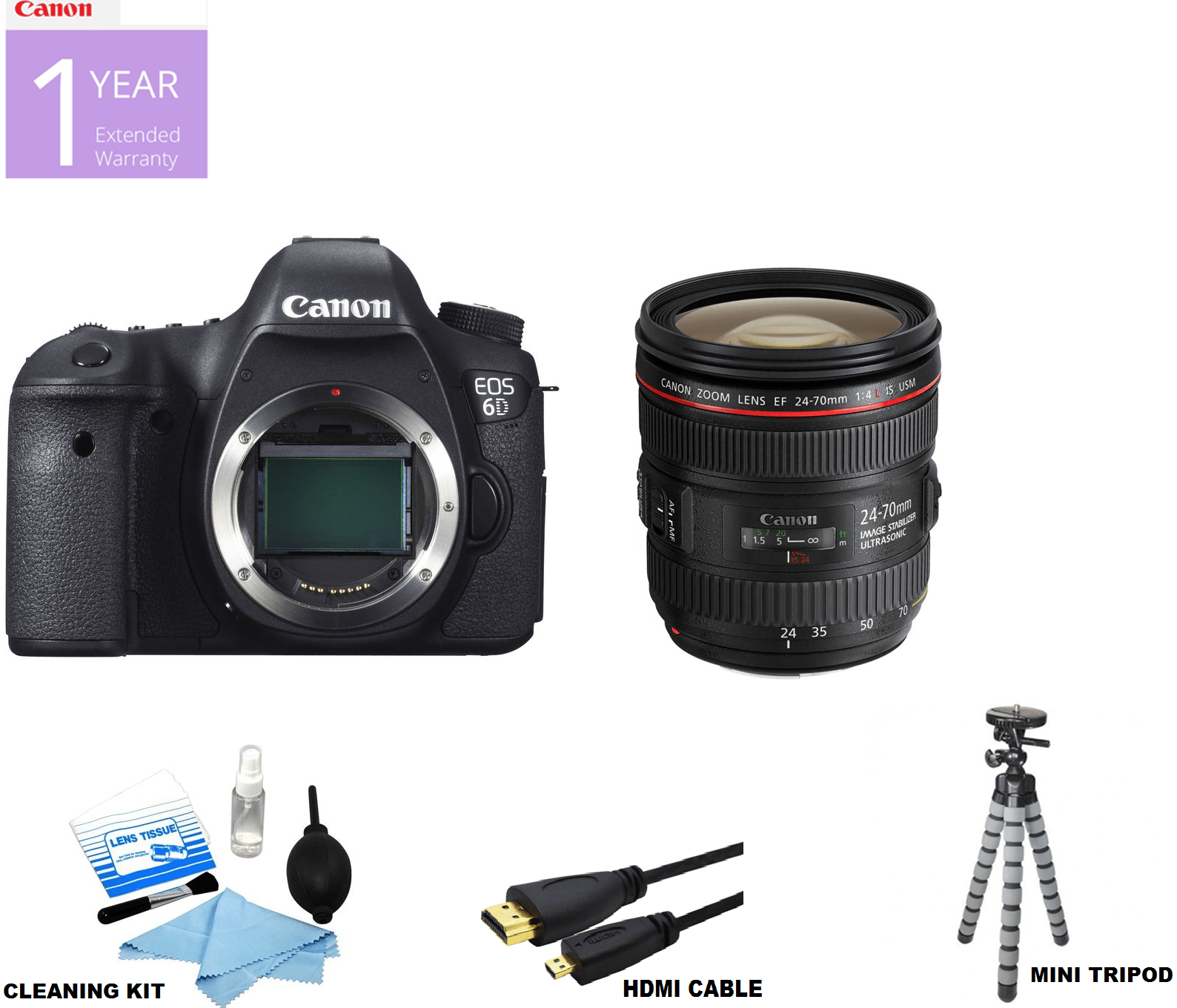 Canon EOS 6D Full Frame DSLR Camera with 24-70mm f/4L Lens - Professional Photography Kit for Portraits, Landscapes & Travel (USA Warranty)
