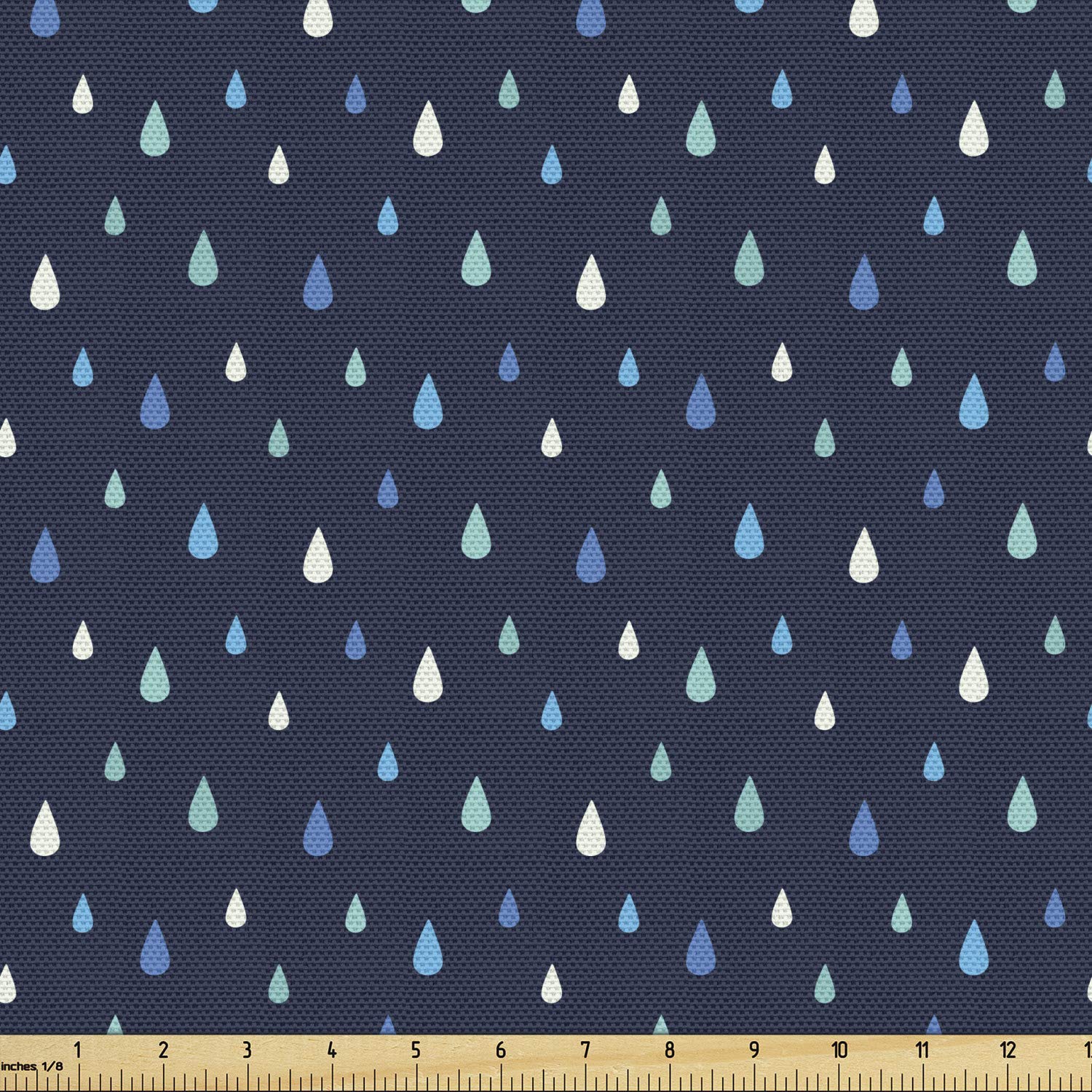 Ambesonne Indigo Fabric by The Yard - Water Droplet Print on Dark Blue Background | 10 Yards Upholstery Material for Sofa, Curtains & Home Decor | Turquoise Pale Blue Decorative Fabric for Living Room, Bedroom & DIY Projects