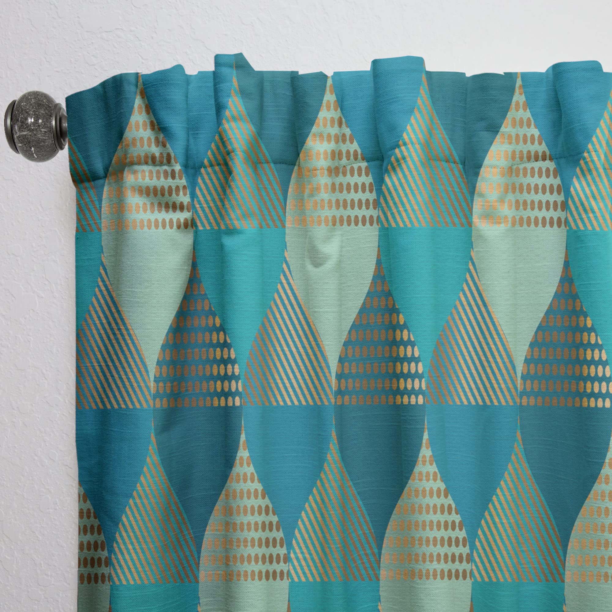 DesignQ Luxury Retro Drops I Thermal Insulated Curtains - Single Panel 52x120 - Elegant Window Treatments for Bedroom & Living Room | Perfect for Home Decor, Noise Reduction & Light Blocking