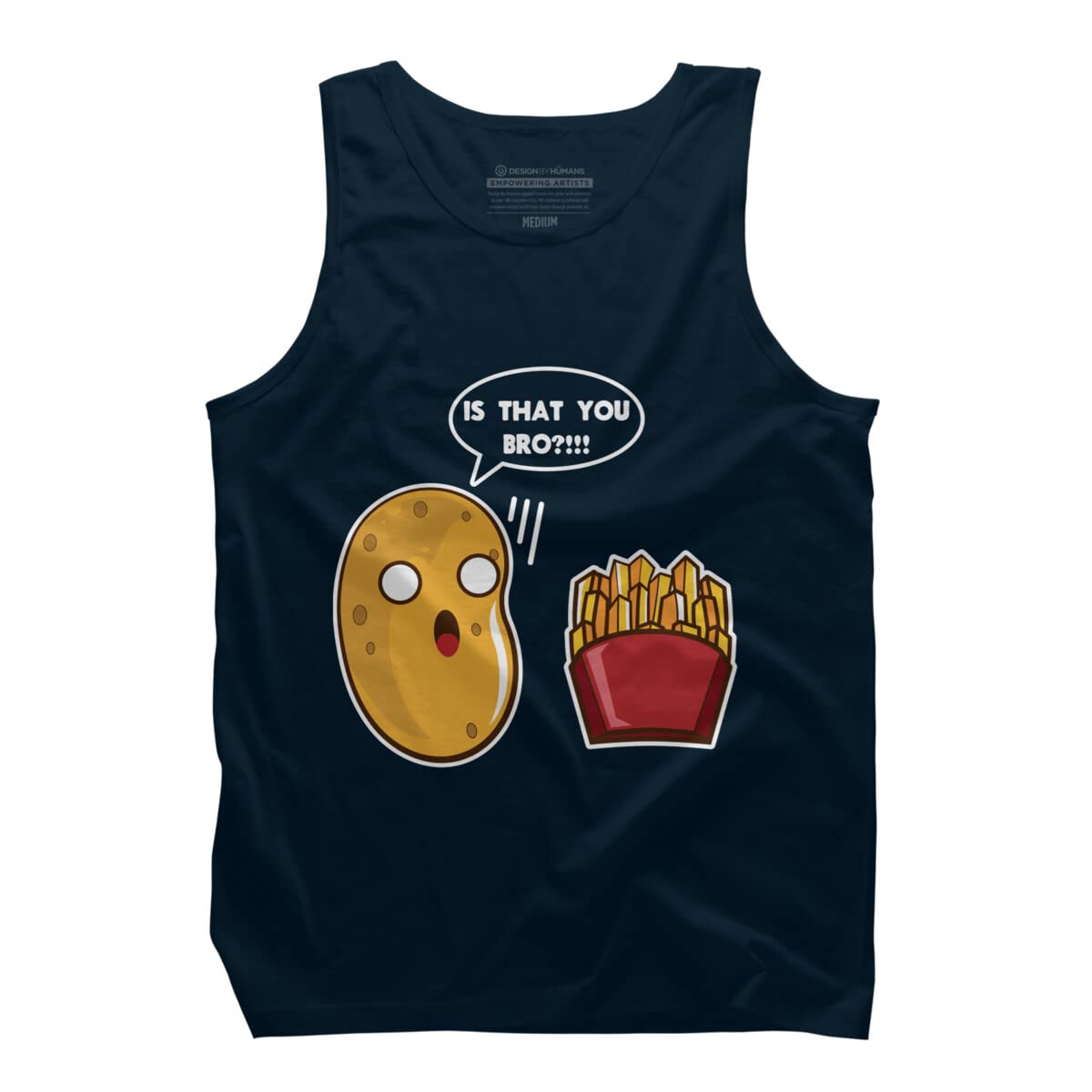Design By Humans Men's I Am A Potato French Fry Graphic Tank Top - Funny Novelty T-Shirt for Casual Wear & Gifts - Perfect for Summer Outfits, Lounge Wear, and Potato Lovers