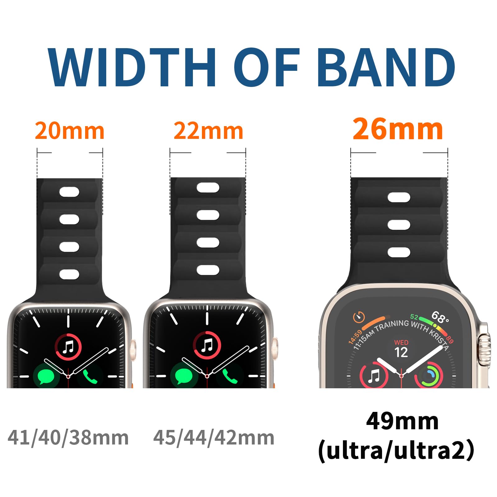 Premium Soft Silicone Sport Band for Apple Watch Ultra/Series 10/9/8/7/6/5/4/3/2/1 - Compatible with 49mm 46mm 45mm 44mm 42mm 41mm 40mm 38mm - Durable & Comfortable Replacement Strap for Men & Women - Perfect for Workouts, Running & Everyday Wear