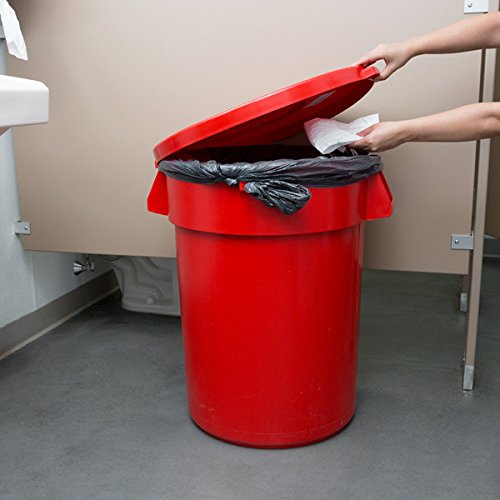Huskee 32 Gallon Red Trash Can with Lid - Heavy Duty Commercial Garbage Bin for Kitchen, Office, Restaurant & Outdoor Use