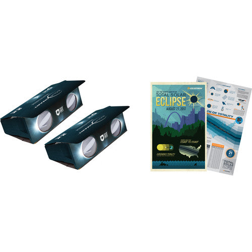 Celestron 2x EclipSmart Solar Observing Binoculars (2 Pack) - Safe Solar Eclipse Glasses for Sun Viewing - Perfect for Astronomy Enthusiasts & Solar Events
