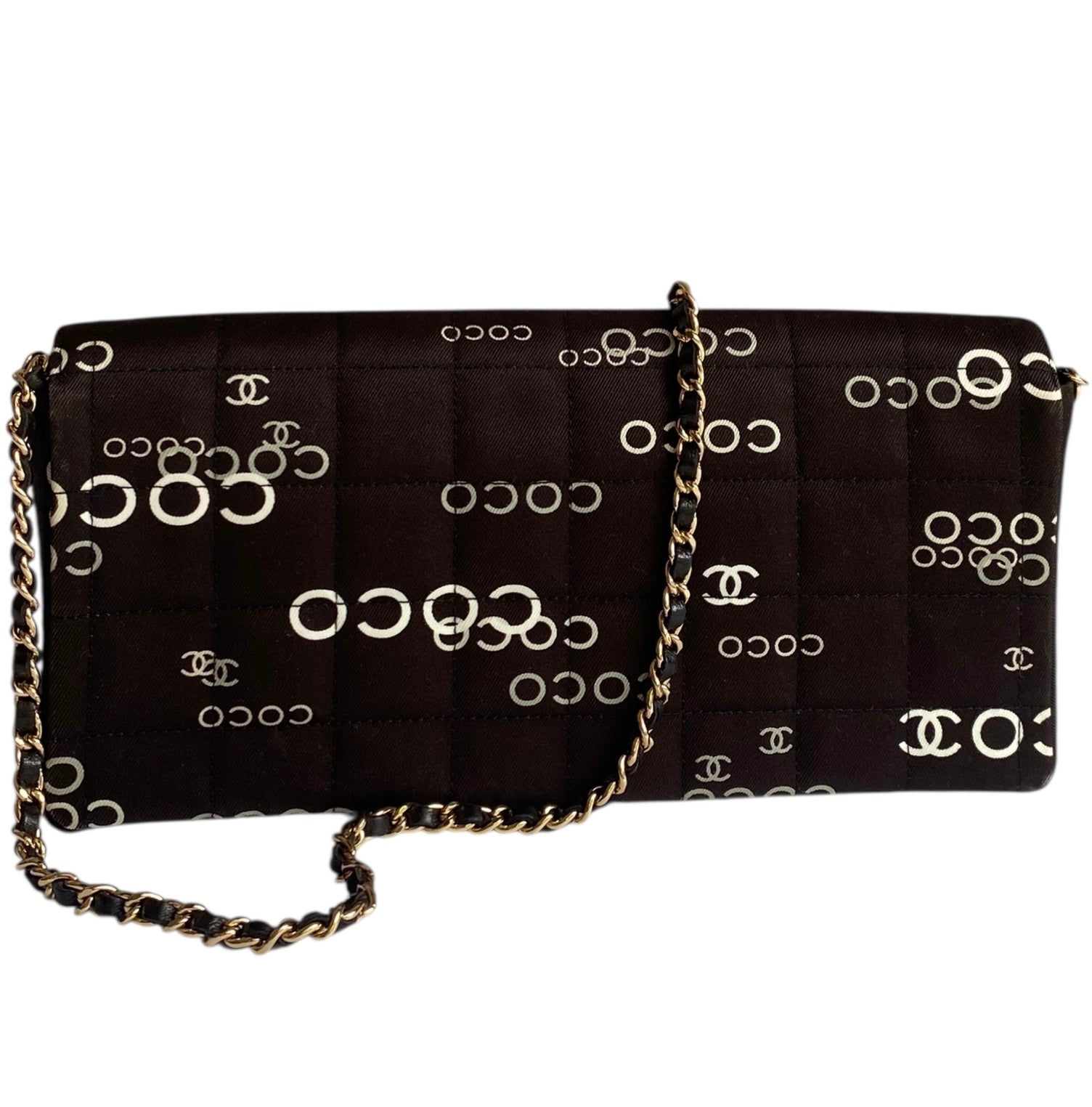 Vintage Chanel Brown Canvas Coco East West Single Flap Bag - Luxury Designer Handbag for Women, Perfect for Everyday Use & Special Occasions