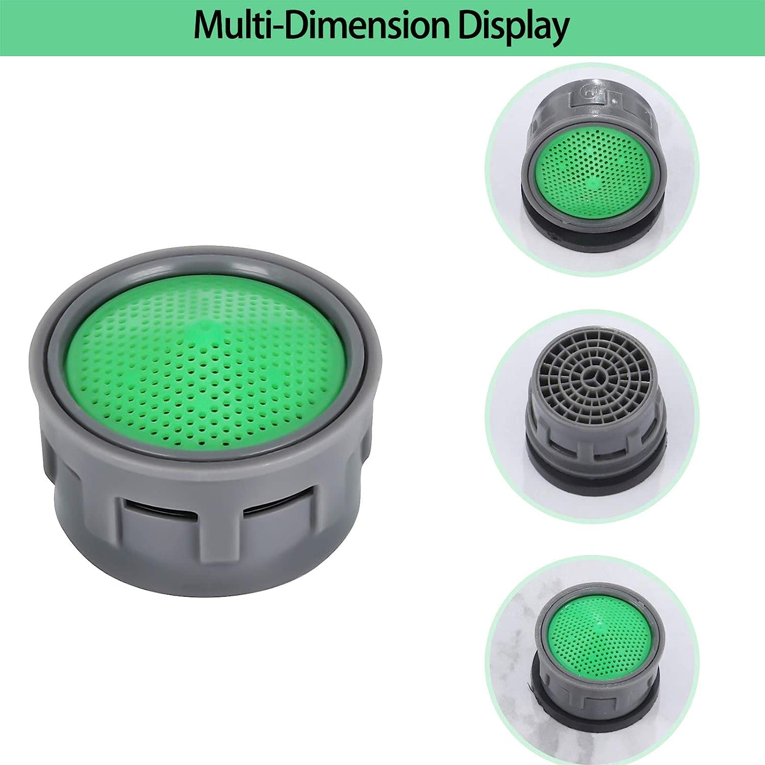 20 Pack Green 2.2 GPM Faucet Aerator Replacement Kit with Gasket & Flow Restrictor - Universal Fit for Kitchen & Bathroom Sink Faucets - Improves Water Pressure & Reduces Splashing