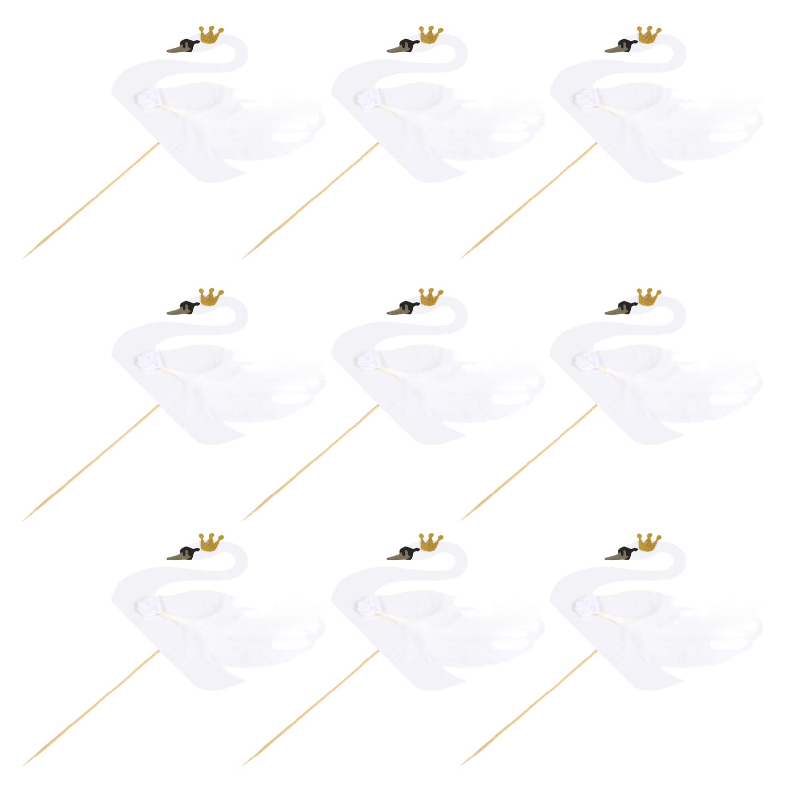 Amosfun 10pcs Elegant Swan Cake Toppers - Premium Cupcake Picks for Baby Shower, Birthday Party & Wedding Dessert Decorations - Perfect for Cake, Cupcakes and Dessert Table Displays