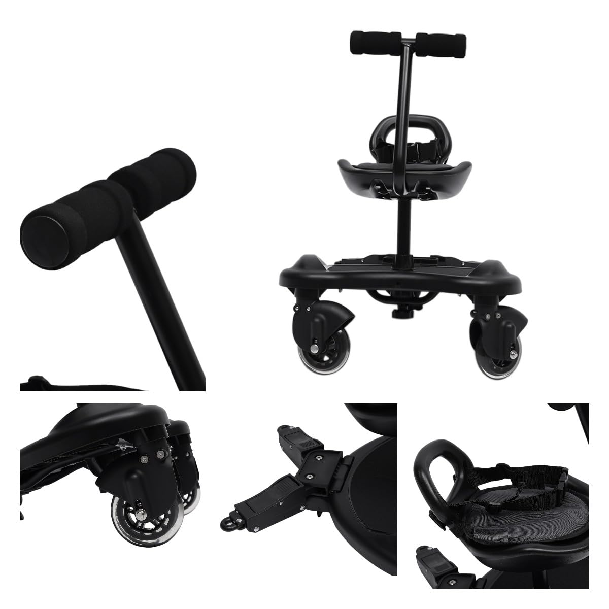 Universal 2-in-1 Stroller Board with Detachable Seat - Standing Ride-On Board for Toddlers (Up to 44lbs) - Perfect for Shopping, Travel & Everyday Use with Kids