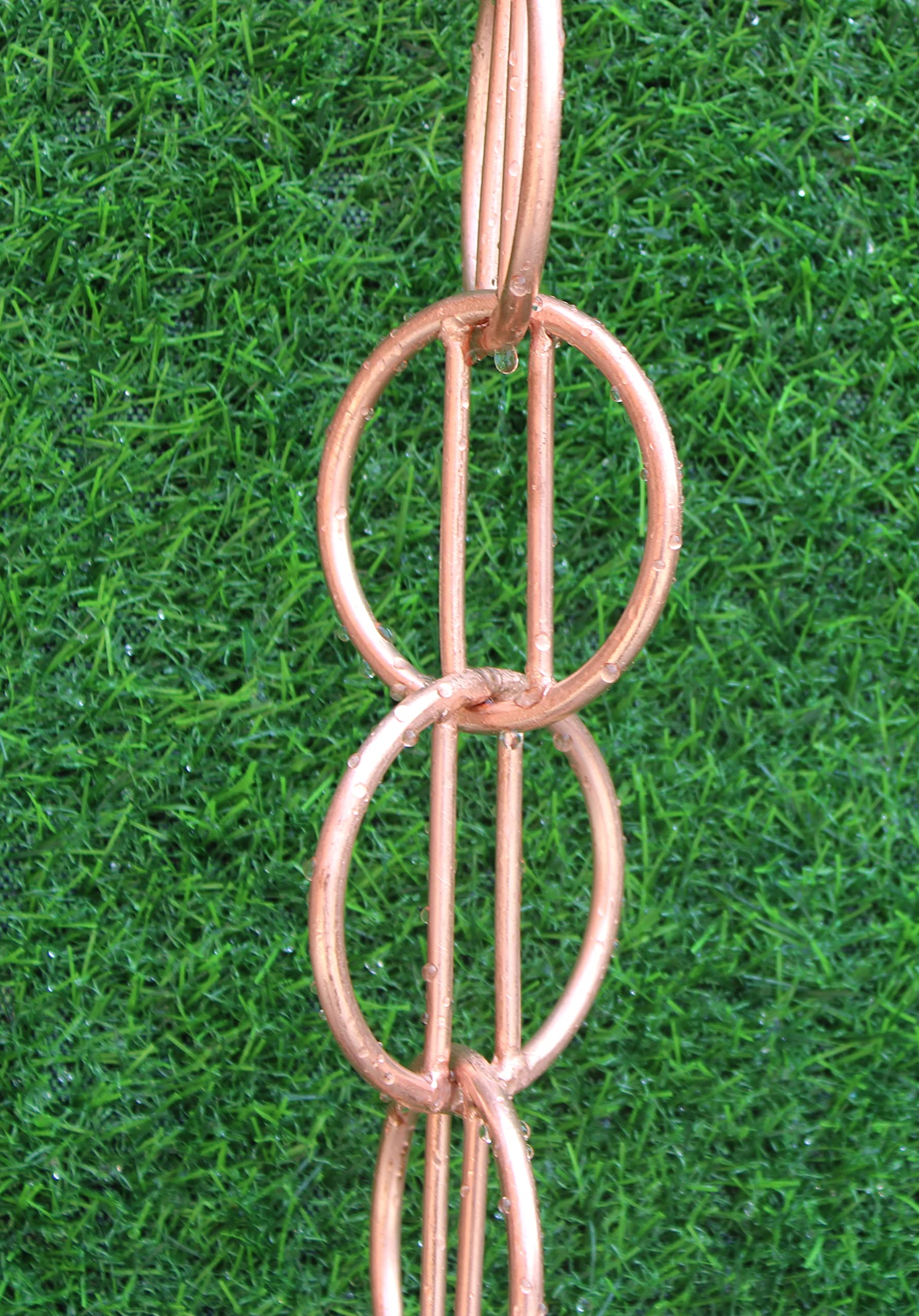 KAM Home Direct Modern Loop Rain Chain - 8.5 Feet Pure Copper Gutter Downspout Replacement with Brass Bolt Adapter | Outdoor Water Drainage Solution for Gardens, Patios & Home Decor