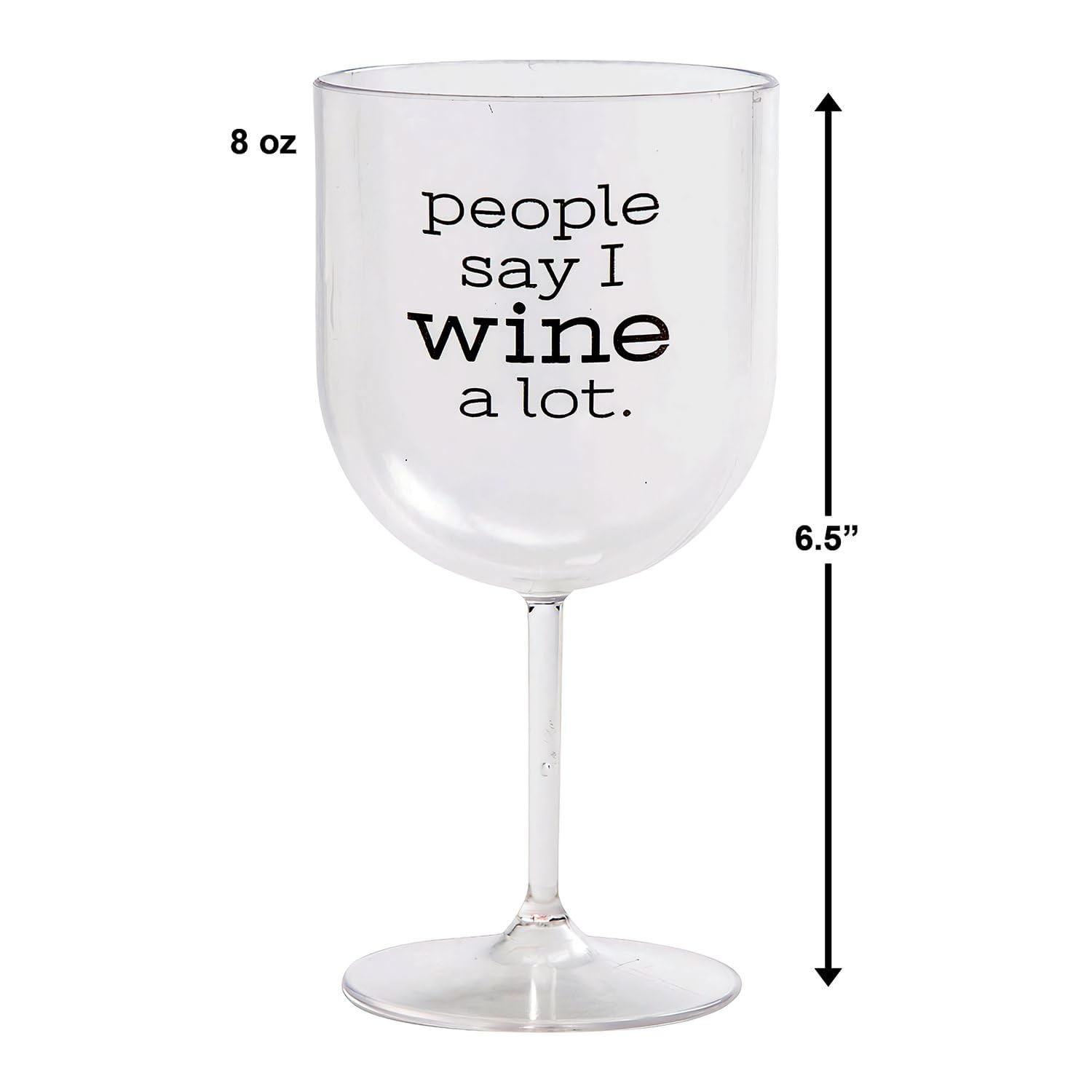 Fun Express Plastic Stemmed 'I Wine A Lot' Party Cups - 12-Pack Disposable Drinkware for Weddings, Bachelorette Parties & Celebrations