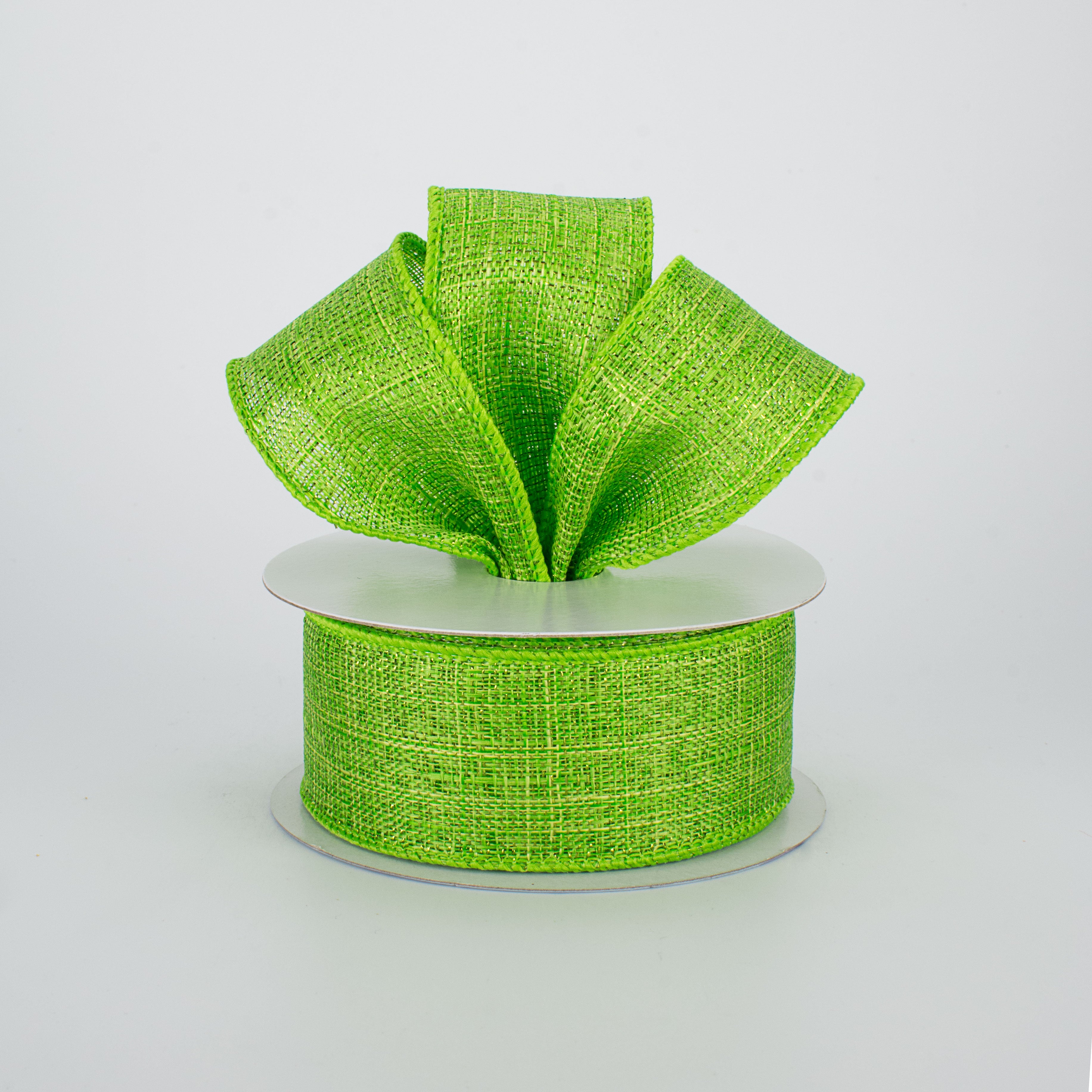 1.5 Inch Metallic Royal Canvas Ribbon - Fresh Green (10 Yards) for Gift Wrapping, DIY Crafts, Wedding Decorations and Party Favors