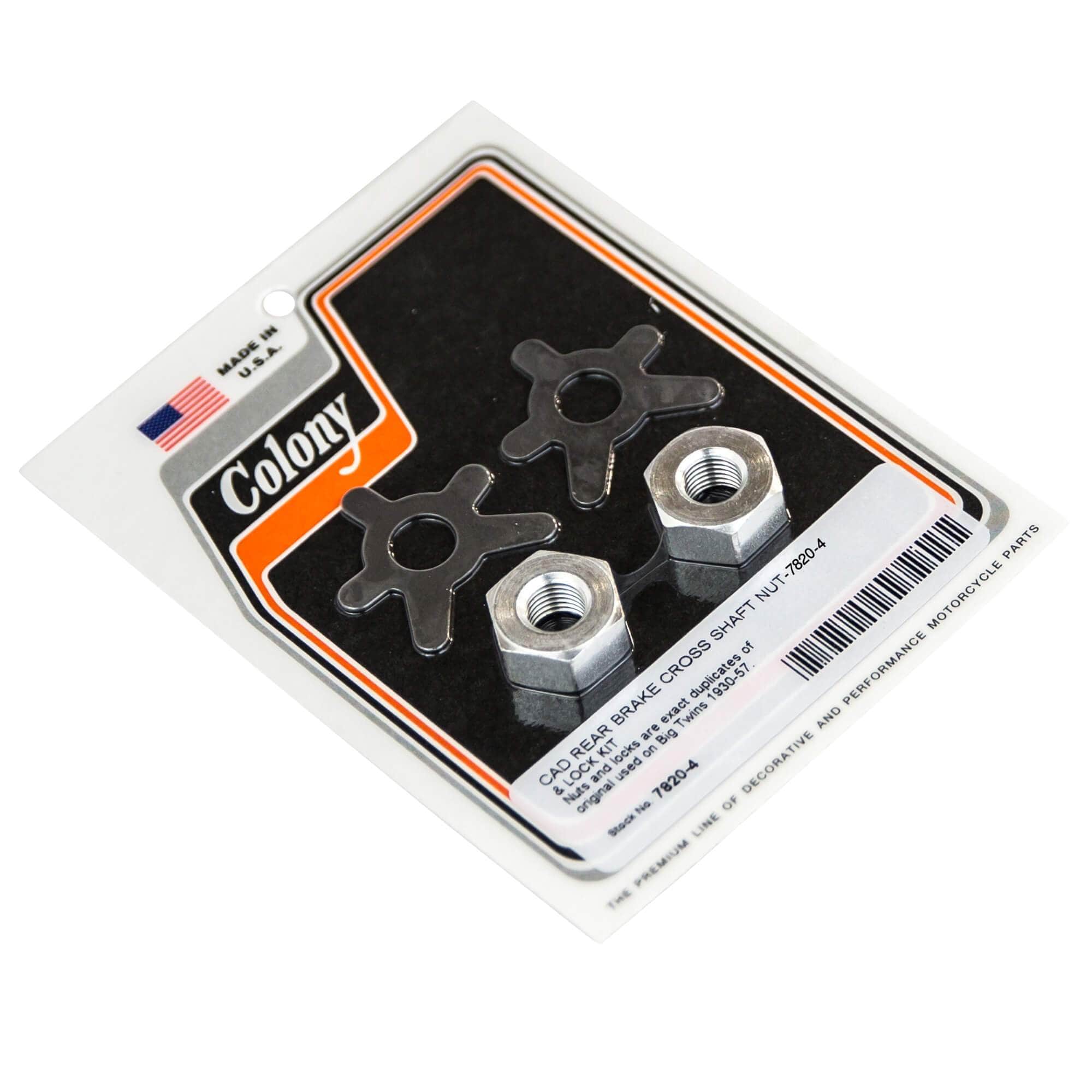 1930-1957 Harley Davidson Big Twins Rear Brake Cross Shaft Nut & Lock Kit (4-Piece Set) - CAD Plated for Durability - Perfect for Motorcycle Restoration & Maintenance