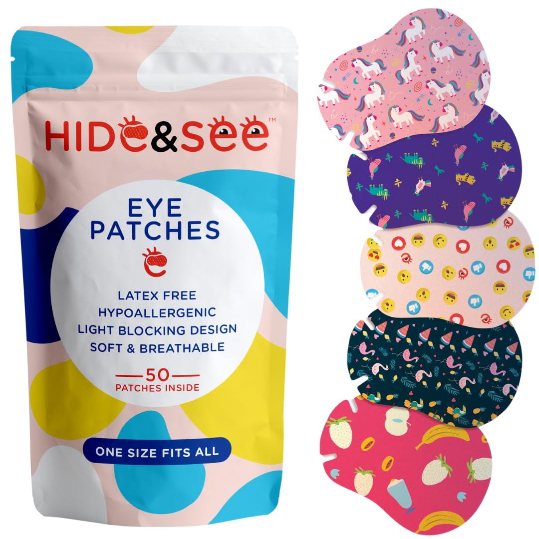 Kids Eye Patches for Lazy Eye Treatment - 50 Pack Hypoallergenic Amblyopia Eye Patches with Reward Chart | Comfortable & Adhesive for Children's Skincare | Perfect for Daily Vision Therapy and Eye Exercises at Home