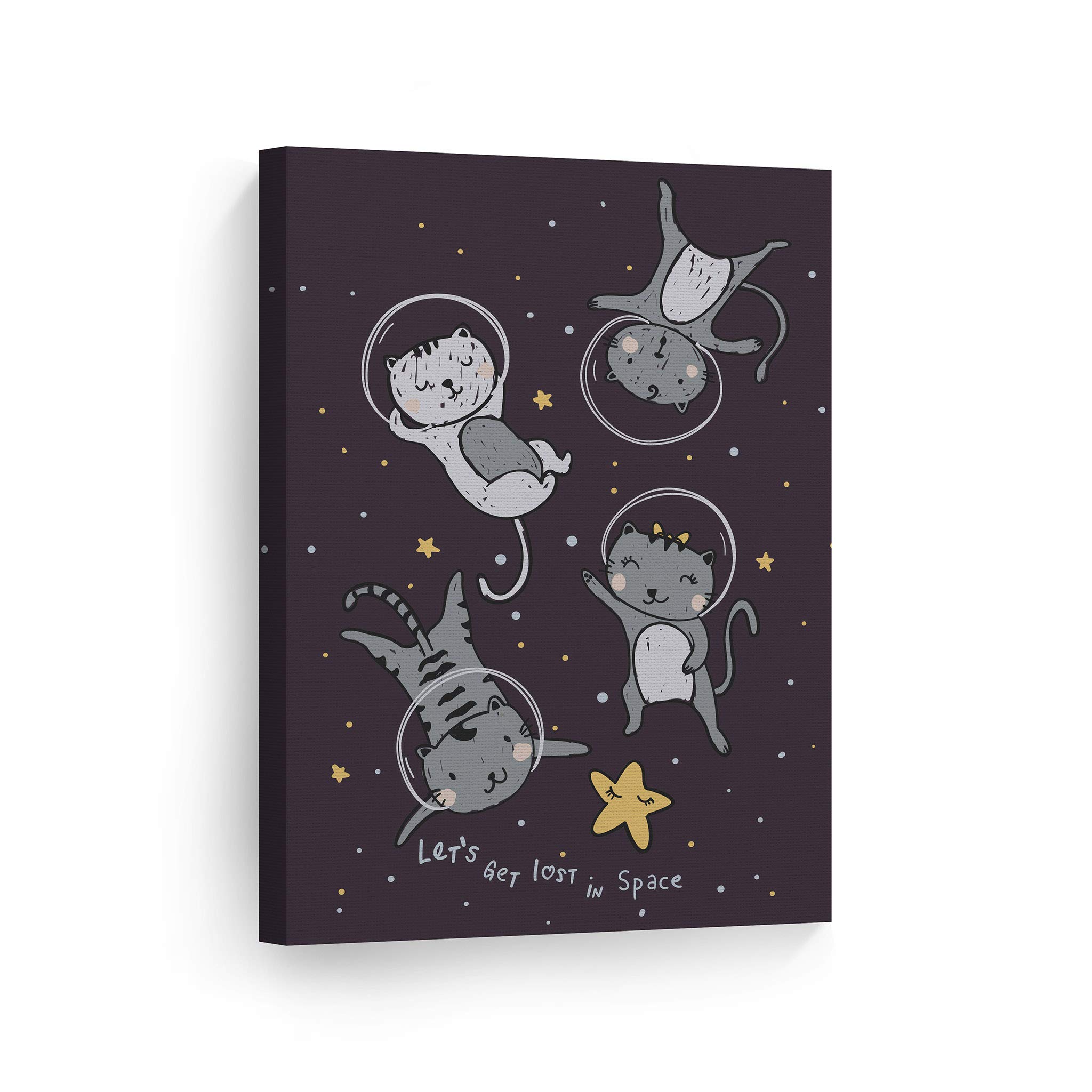 Astronaut Cats in Space Canvas Wall Art - 40x30 Inch Ready to Hang Space-Themed Kids Room Decor, Nursery Wall Decor, Made in USA | Perfect for Children's Bedroom, Playroom & Space-Themed Nursery