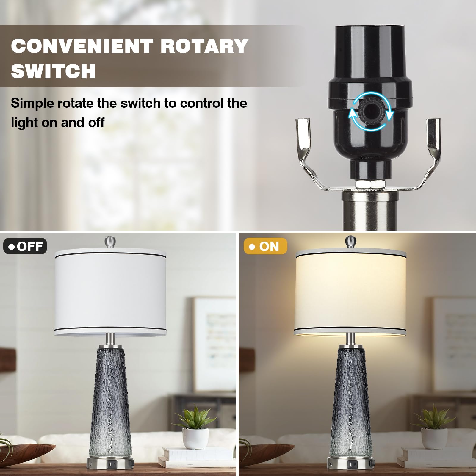 Modern Glass Table Lamp Set of 2 - 26