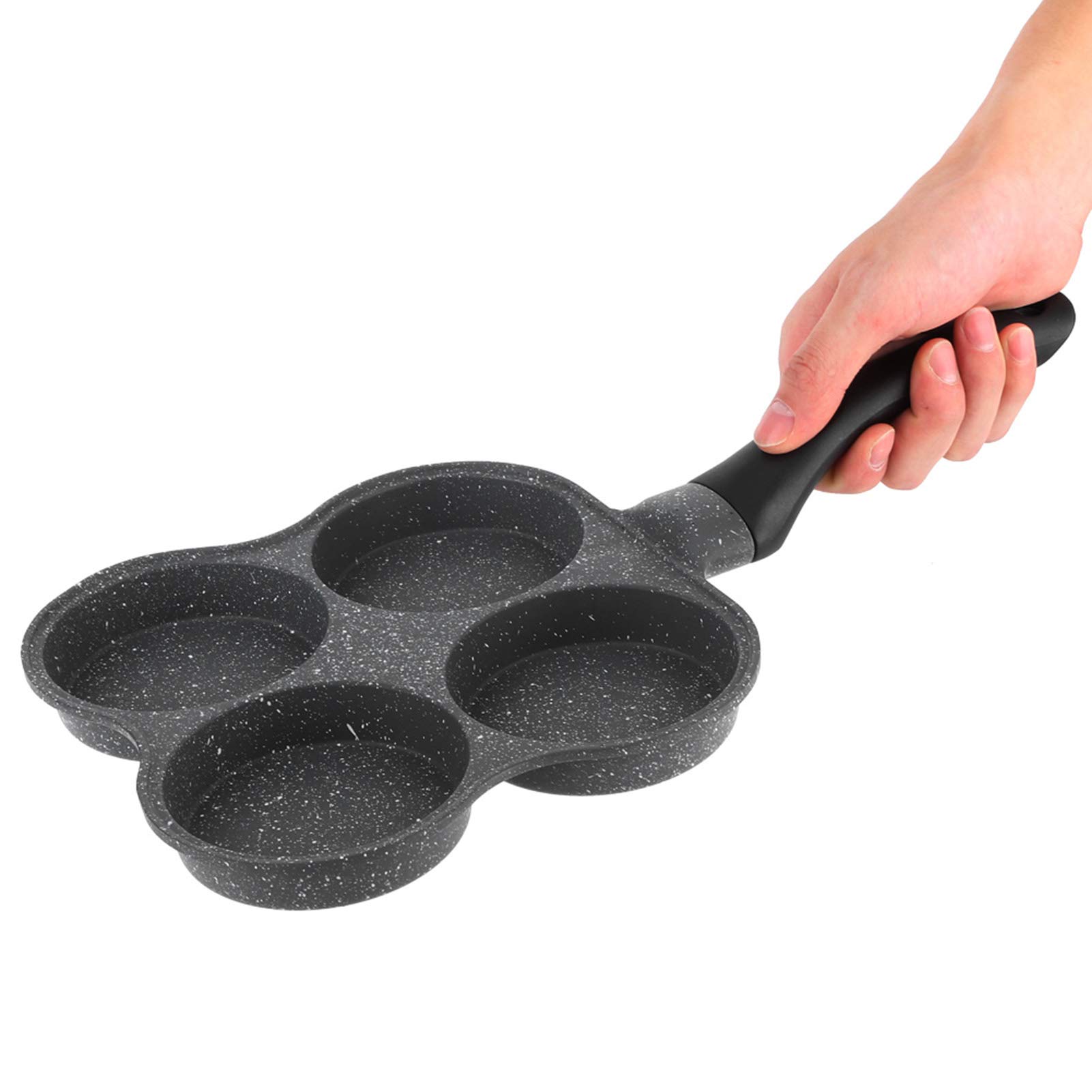 Non-Stick Ceramic 4-Hole Egg Frying Pan - Removable Handle Pancake & Omelet Maker for Electric Stove - Perfect for Breakfast, Burgers, and Quick Meals