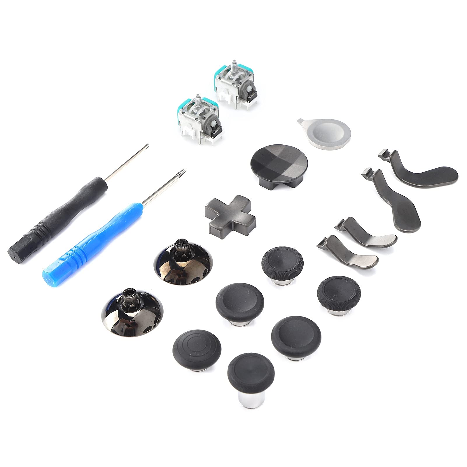 Xbox One Elite 2 Controller Replacement Buttons Kit - 19-in-1 Metal Game Controller Button Set with Tools | Perfect for DIY Repairs, Custom Mods & Enhanced Gaming Experience