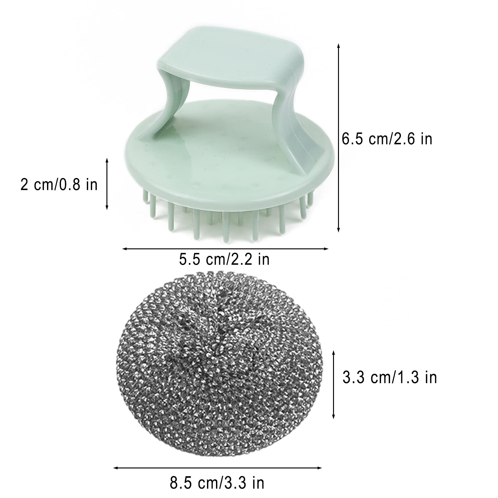 Premium Stainless Steel Scrubber Pads - Heavy Duty Kitchen Cleaning Sponges with Handle (12 Pack, Random Colors) - Ideal for Pots, Pans, Dishes, Cookware & Stubborn Stains Removal