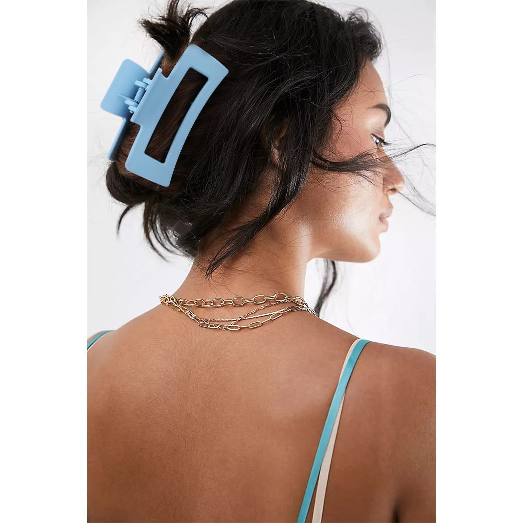 4 PCS Matte Rectangular Hair Claw Clips for Women - Large Hair Clips for Thick Hair - Strong Hold Hair Accessories for Ponytail, Bun & Updo Hairstyles