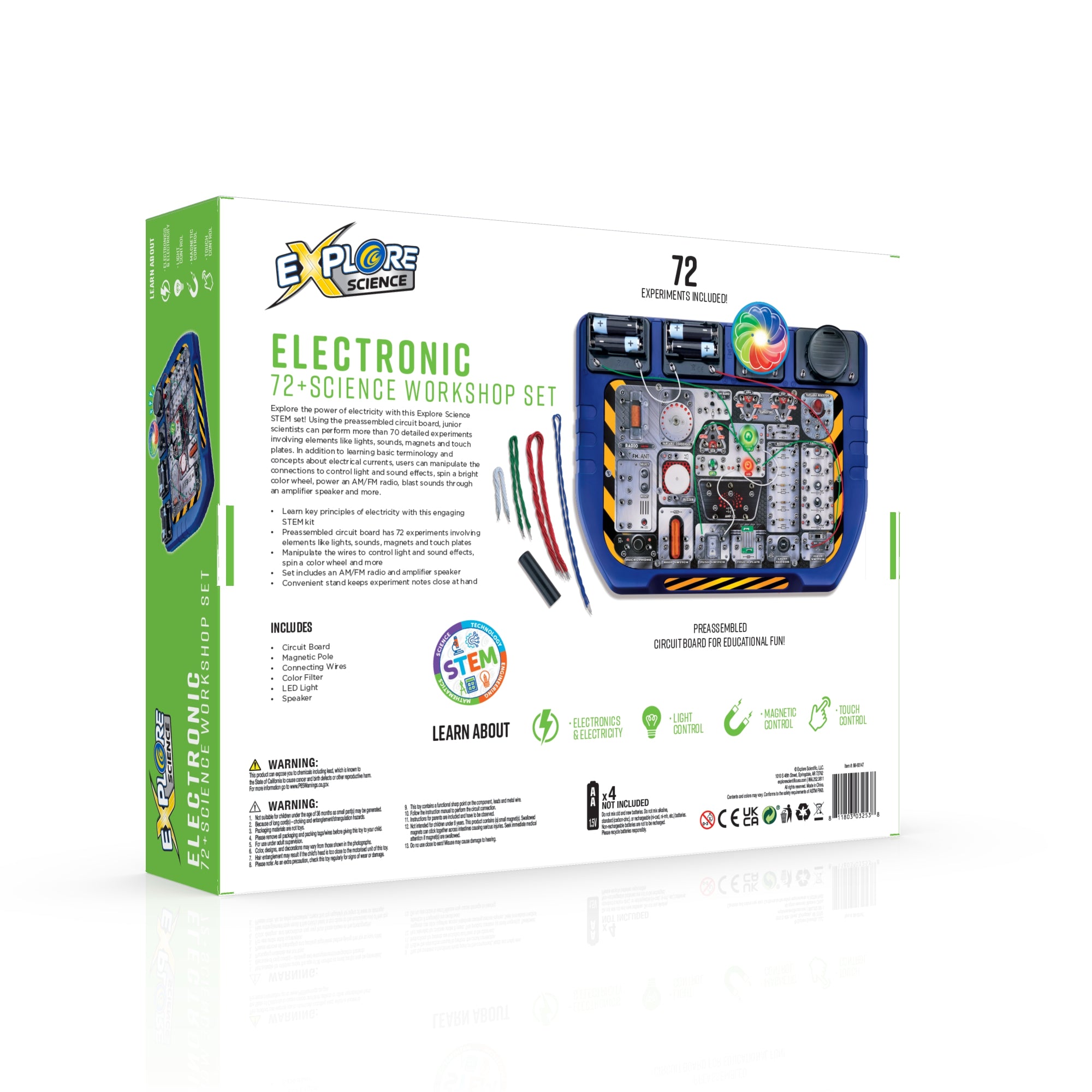 Explore Science Electronic 72+ STEM Science Workshop Kit - Fun Educational Toys for Kids, Teens & Adults - Perfect for Home Learning, School Projects & Science Experiments