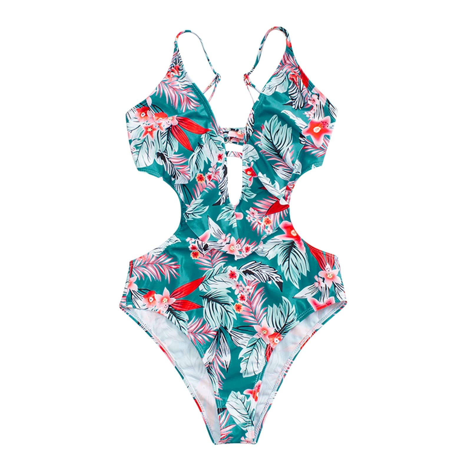 Women's Tummy Control Bikini - V-Neck Sexy Floral Swimsuit for Beach & Pool | Plus Size Bathing Suits for Summer Vacation, Swimwear for Women with Slimming Design