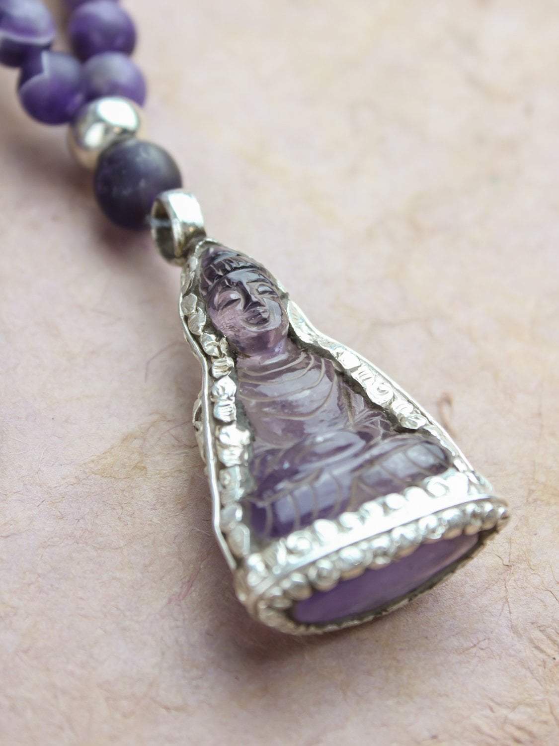 Authentic Amethyst Gemstone Meditation Mala Beads - 108 Prayer Beads for Yoga, Mindfulness & Spiritual Healing | Perfect for Stress Relief, Chakra Balancing & Daily Meditation Practice