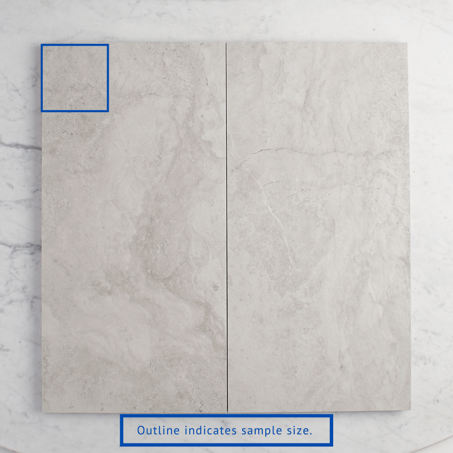 Byron Travertine Look Grey Matte Sample Tile - Natural Stone Effect for Kitchen Backsplash, Bathroom Flooring & Wall Decor