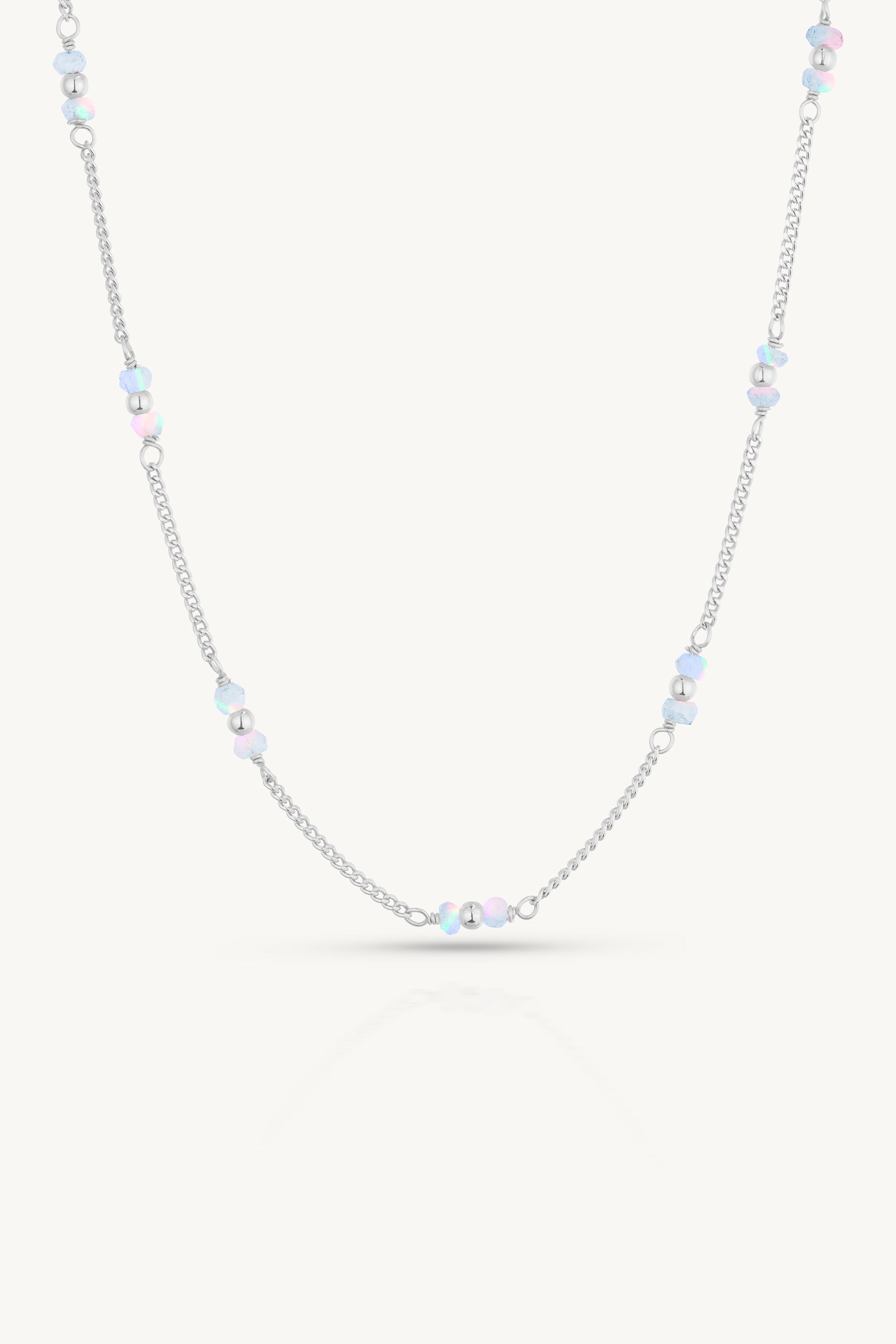 Moonstone Beaded Silver Necklace for Women - Elegant Handmade Jewelry for Everyday Wear, Gifts & Special Occasions