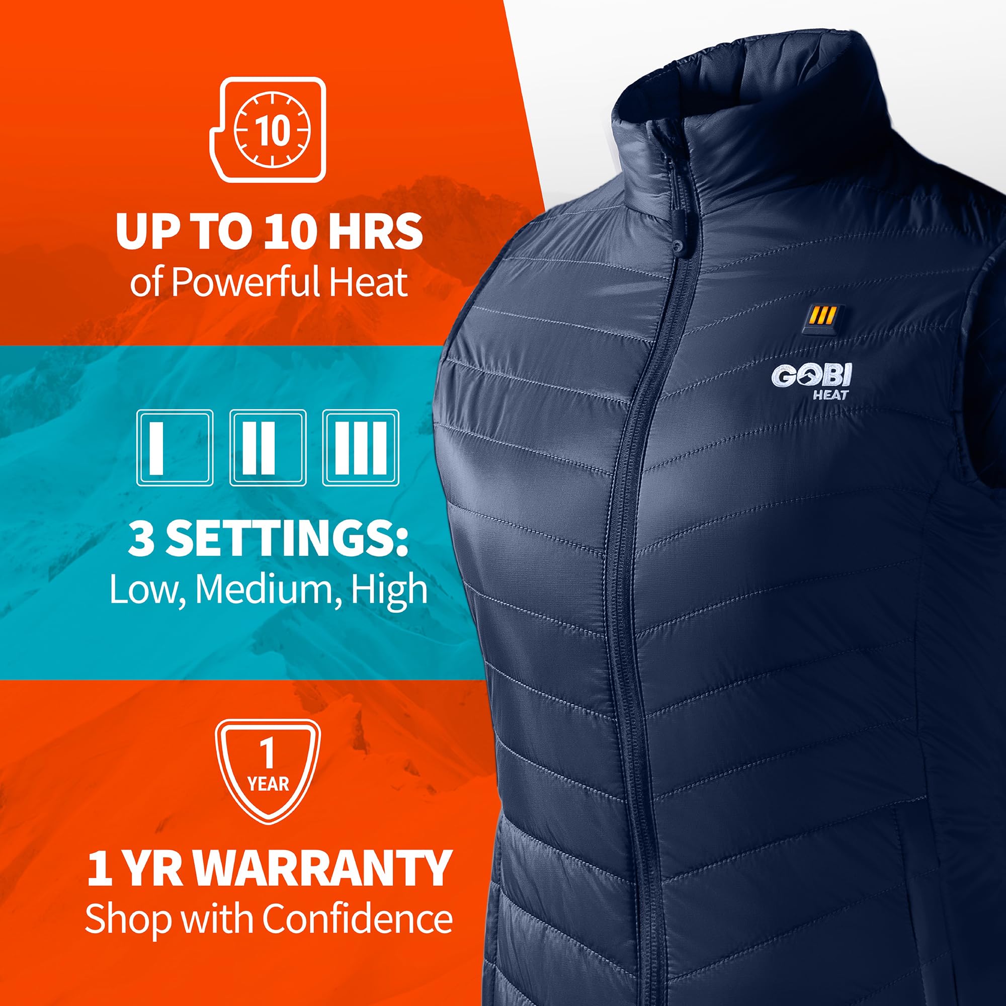 Dune Women's Heated Vest with Battery & Charger - 10 Hours Heating for Winter Outdoor Activities | Machine Washable | Perfect for Hiking, Skiing & Cold Weather Commute