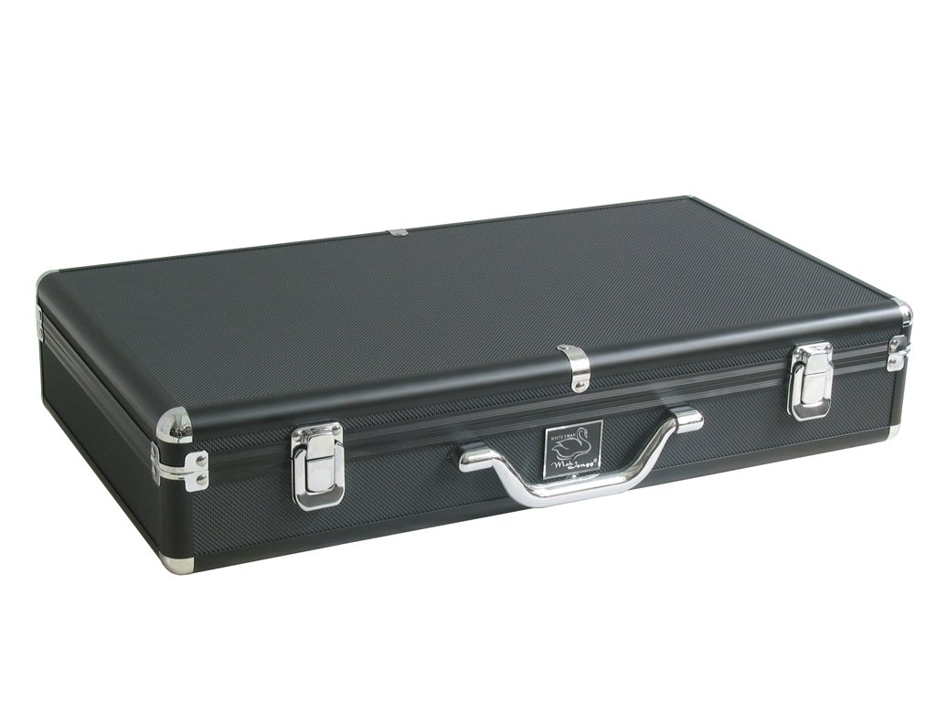 Premium American Mahjong Set with White Tiles, Pusher Arms & Durable Aluminum Case - Classic Black Design for Family Game Nights, Parties & Casino-Themed Events