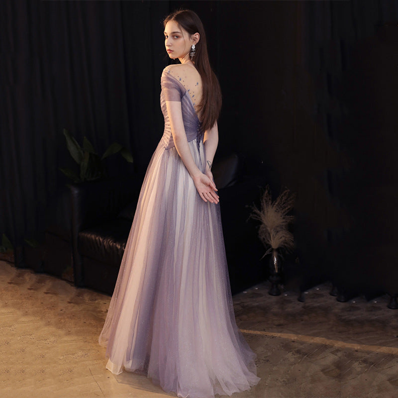 Off Shoulder Shiny Purple Prom Dress - A-Line Tulle Formal Evening Gown 707 | Elegant Homecoming, Quinceañera & Wedding Guest Dress
