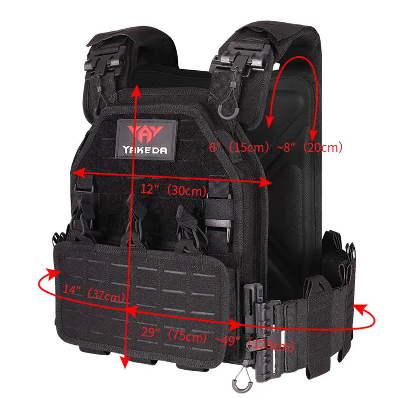 MC Camo Tactical Combat Vest - Adjustable Plate Carrier for Military, Hunting & Airsoft | Lightweight Body Armor for Outdoor Adventures & Survival Gear