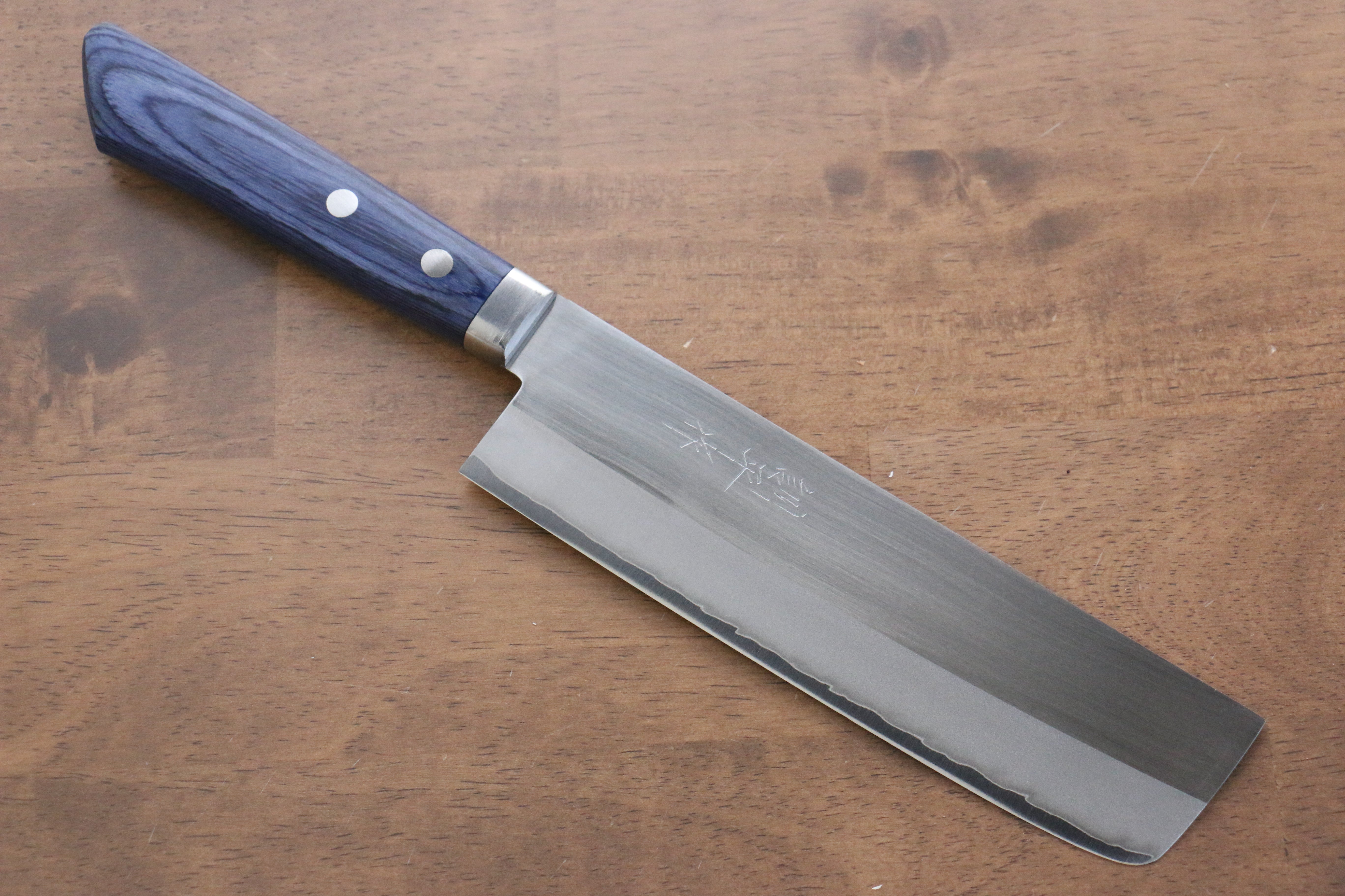 Premium Kunihira VG1 Migaki Finished Usuba Knife 165mm - Japanese Blue Pakka Wood Handle - Ideal for Sushi, Vegetables & Precision Cutting