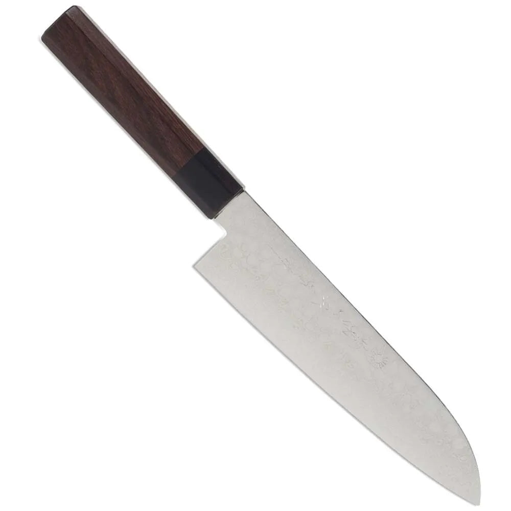 Premium Warikomi Damascus Santoku Knife - 7 Inch Japanese Chef Knife with Rosewood Handle - Perfect for Slicing, Dicing & Mincing Vegetables, Meat & Fish - Ideal for Home Cooks & Professional Chefs
