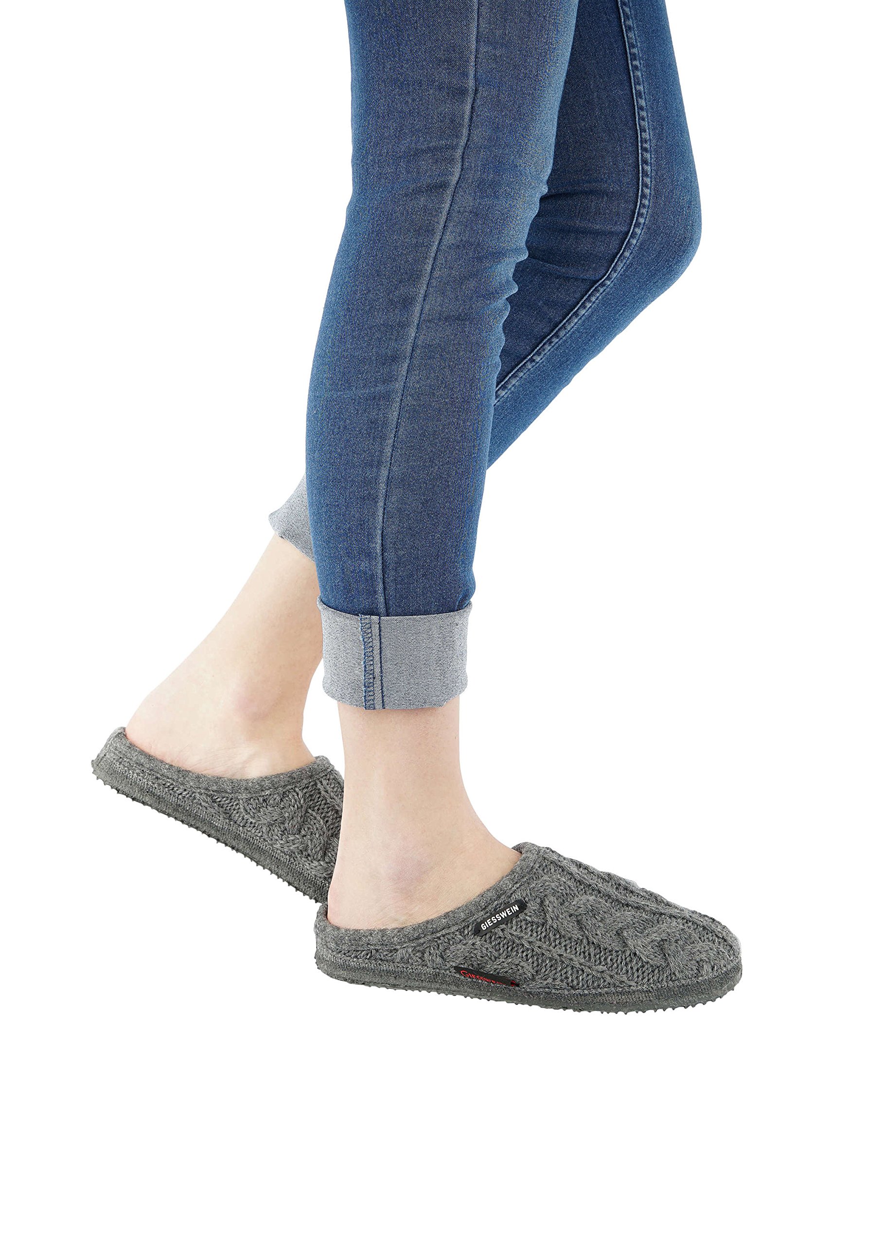 Giesswein Men's Breathable Open Back Slippers - Lightweight House Shoes for Indoor & Outdoor Use - Grey Schiefer 017 - Size 6 US - Perfect for Lounging, Yoga, and Quick Errands