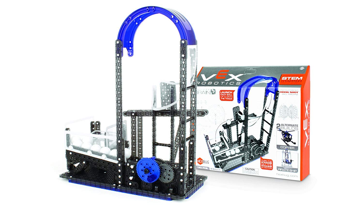 HEXBUG VEX Hook Shot Ball Machine - Blue & Black STEM Toy for Kids - Fun Indoor & Outdoor Activity for Learning & Play