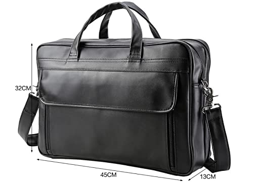 Men's Stylish Black Business Briefcase Messenger Bag - 17 Inch Laptop Shoulder Bag for Work & Travel, 45x32x13cm, Perfect for Office Professionals & Daily Commute