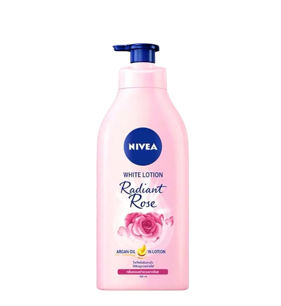 Nivea Body Lotion Radiant Rose White 525ml - Whitening Moisturizer with Rose Extract & Argan Oil for Smooth, Glowing Skin | Perfect for Daily Hydration & Skin Brightening