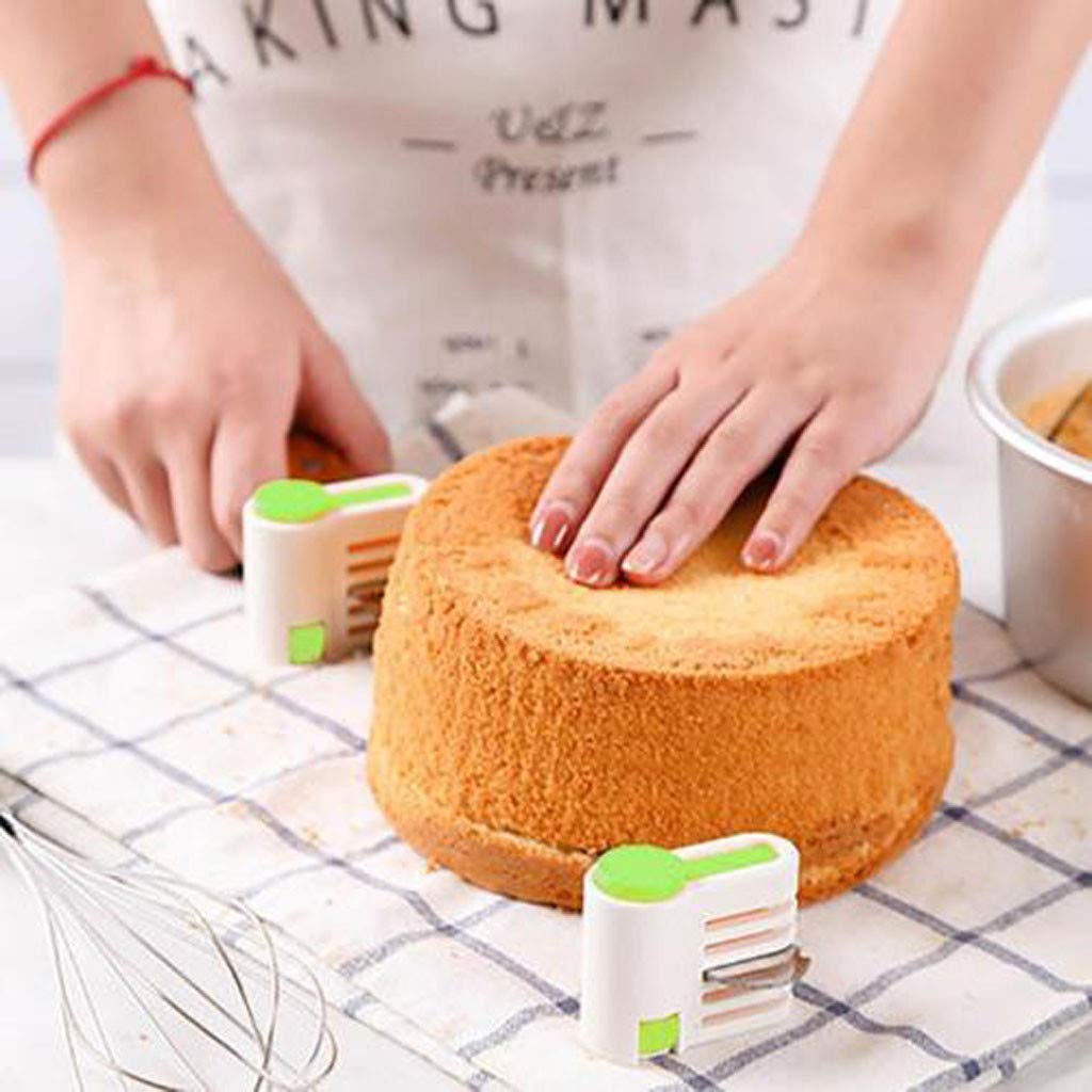 2-Piece DIY Cake Slicer and Leveler Tool - 5-Layer Cake Cutting Fixator for Perfect Stratification - Ideal for Baking Cakes, Breads, and Pastries (Green) - Perfect for Home Bakers, Wedding Cakes & Professional Bakeries