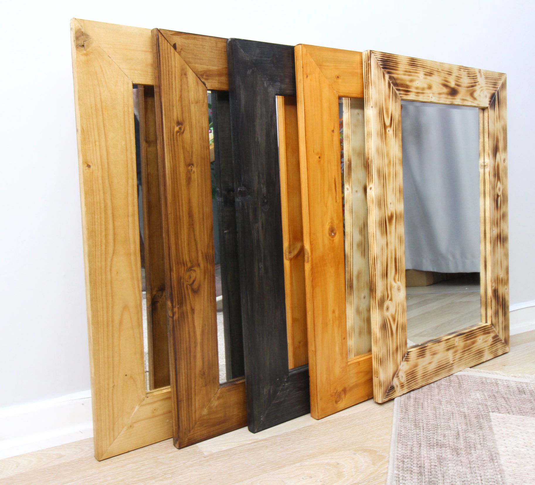 Stylish Black Wooden Wall Mirror - Elegant Home Decor for Living Room, Bedroom & Entryway - Perfect for Adding Depth & Style to Any Space