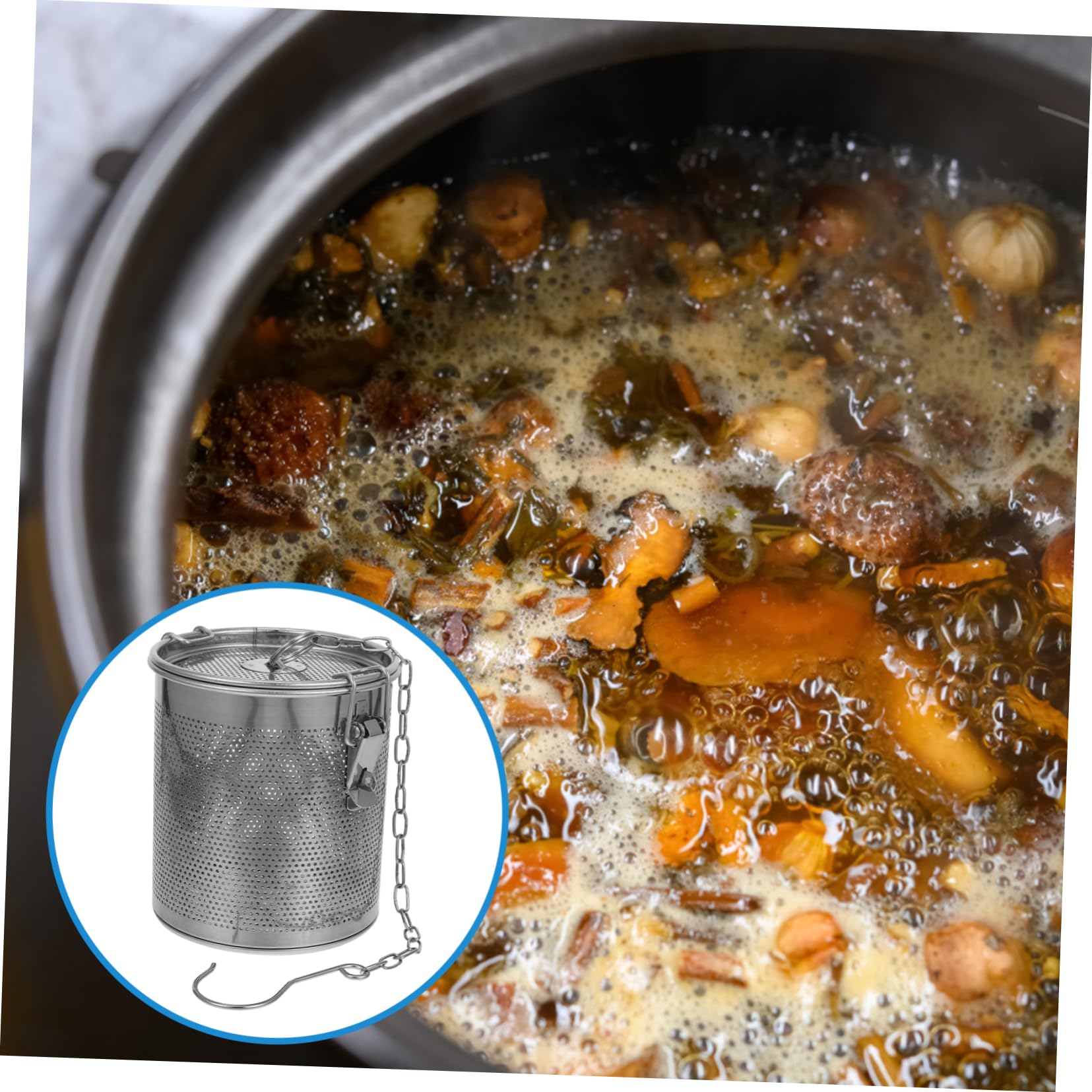 1pc Stainless Steel Spice Strainer Basket - Fine Mesh Brine Filter for Cooking, Canning & Pickling - Perfect for Herbs, Spices & Homemade Brine Solutions