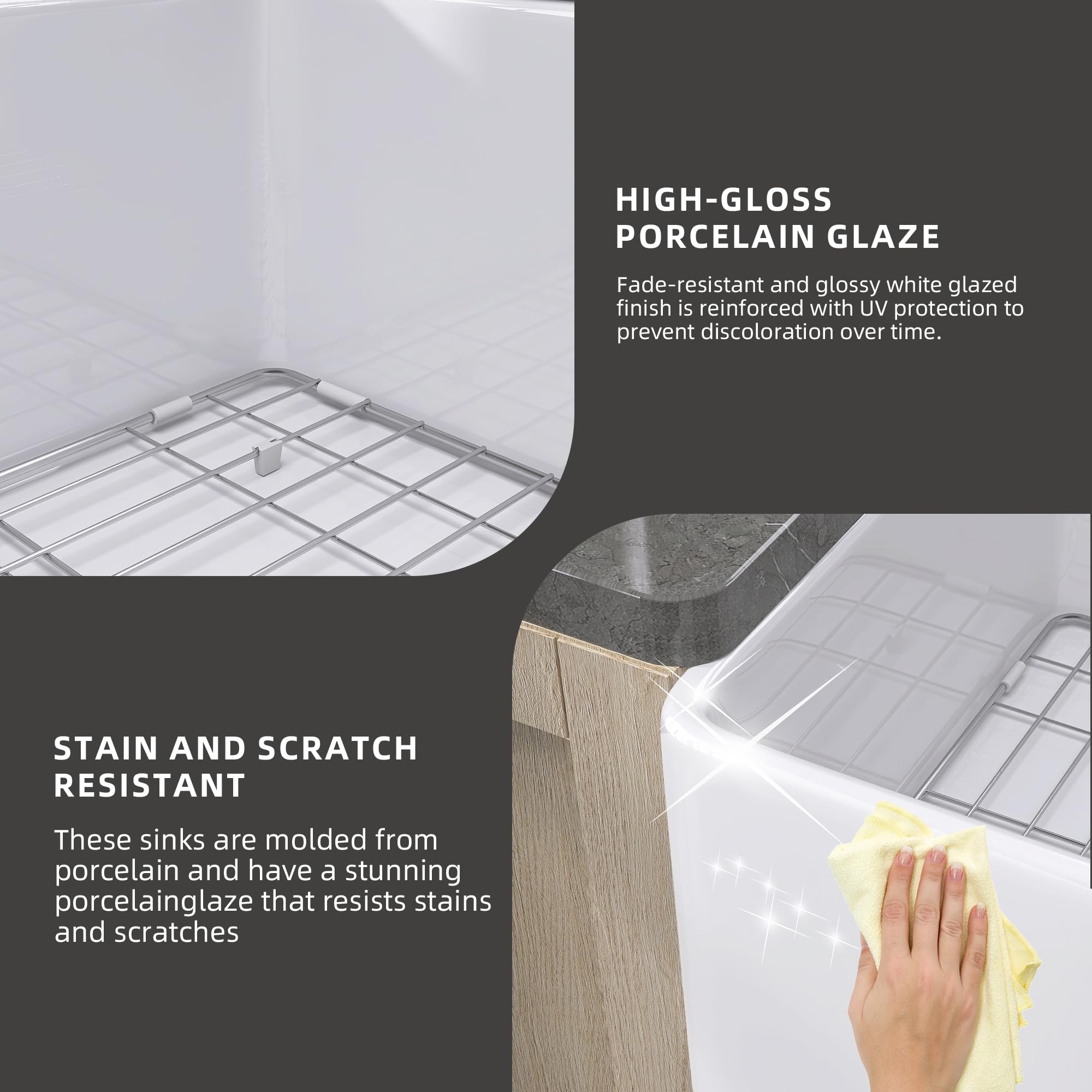 33x20 Inch White Fireclay Farmhouse Sink - Undermount Single Bowl Apron Kitchen Sink with Large Capacity & Accessories | Perfect for Rustic Kitchens, Modern Farmhouse Decor & High-End Renovations