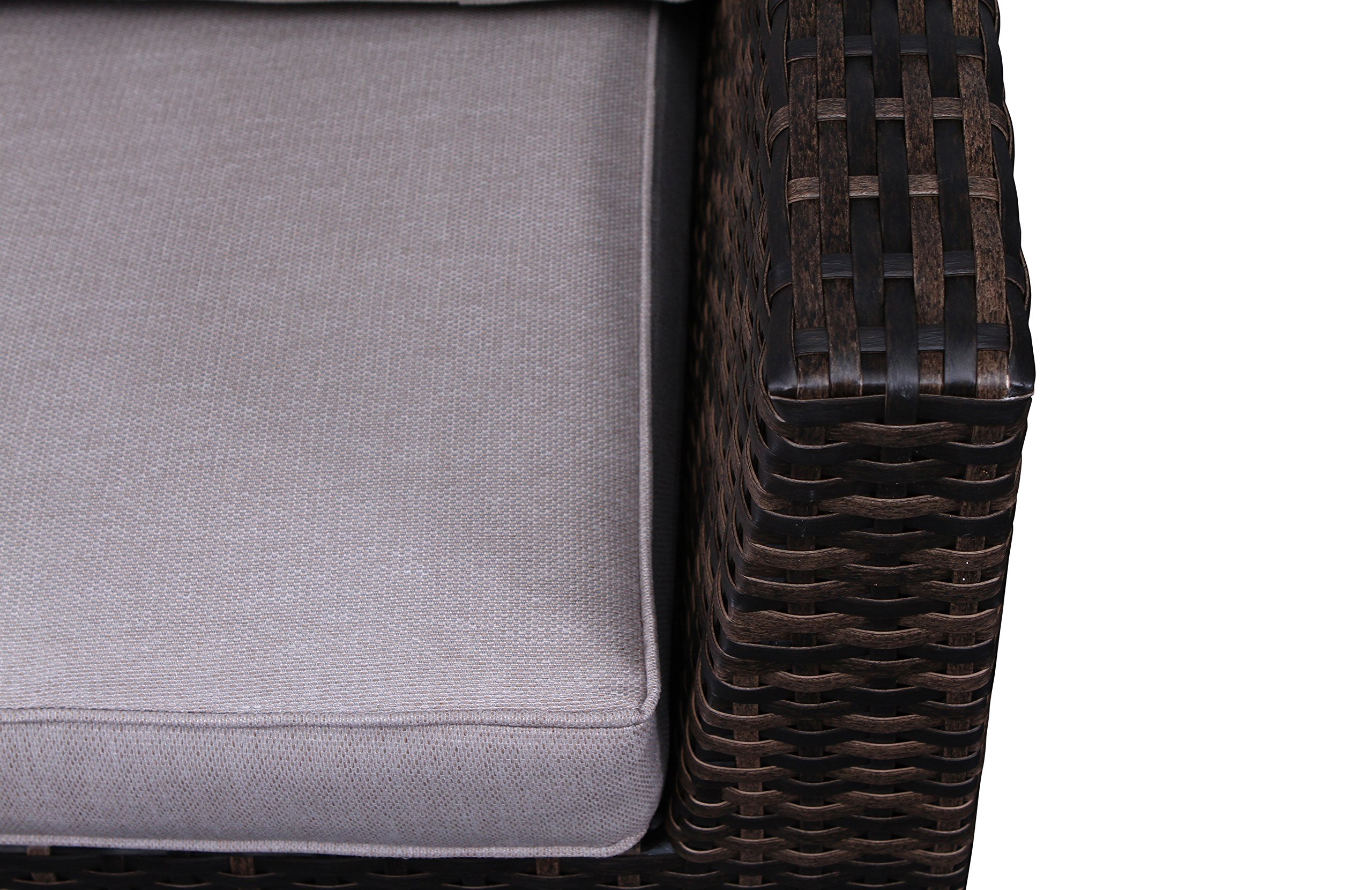 Fully Assembled Patio Couch Set - Cabana Collection Outdoor Wicker Furniture 5-Piece Sectional Sofa with Coffee Table (Brown) | No Assembly Required | Perfect for Backyard, Poolside & Patio Relaxation