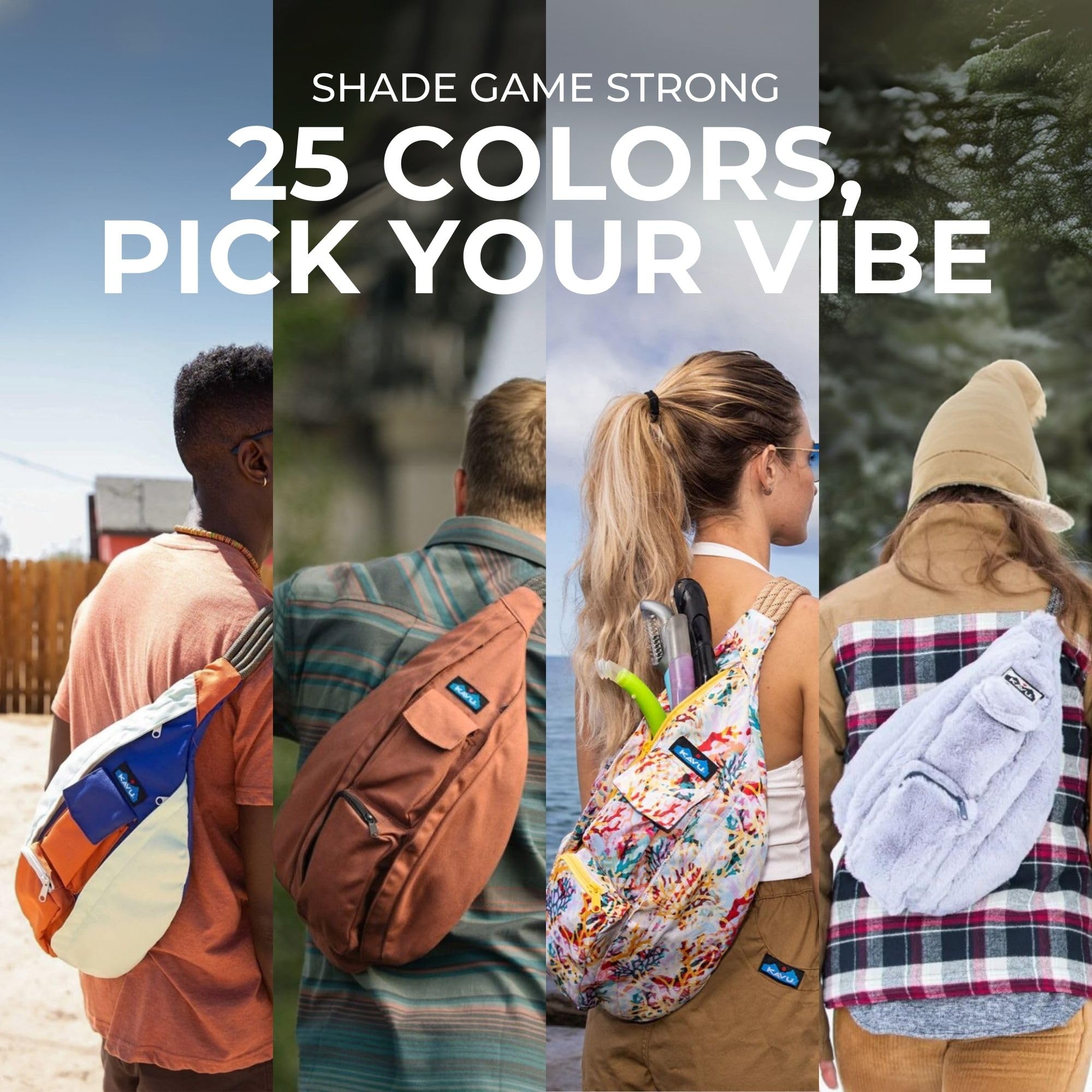 KAVU Original Adjustable Rope Sling Bag - Lightweight Crossbody Shoulder Pack for Hiking, Travel & Everyday Use