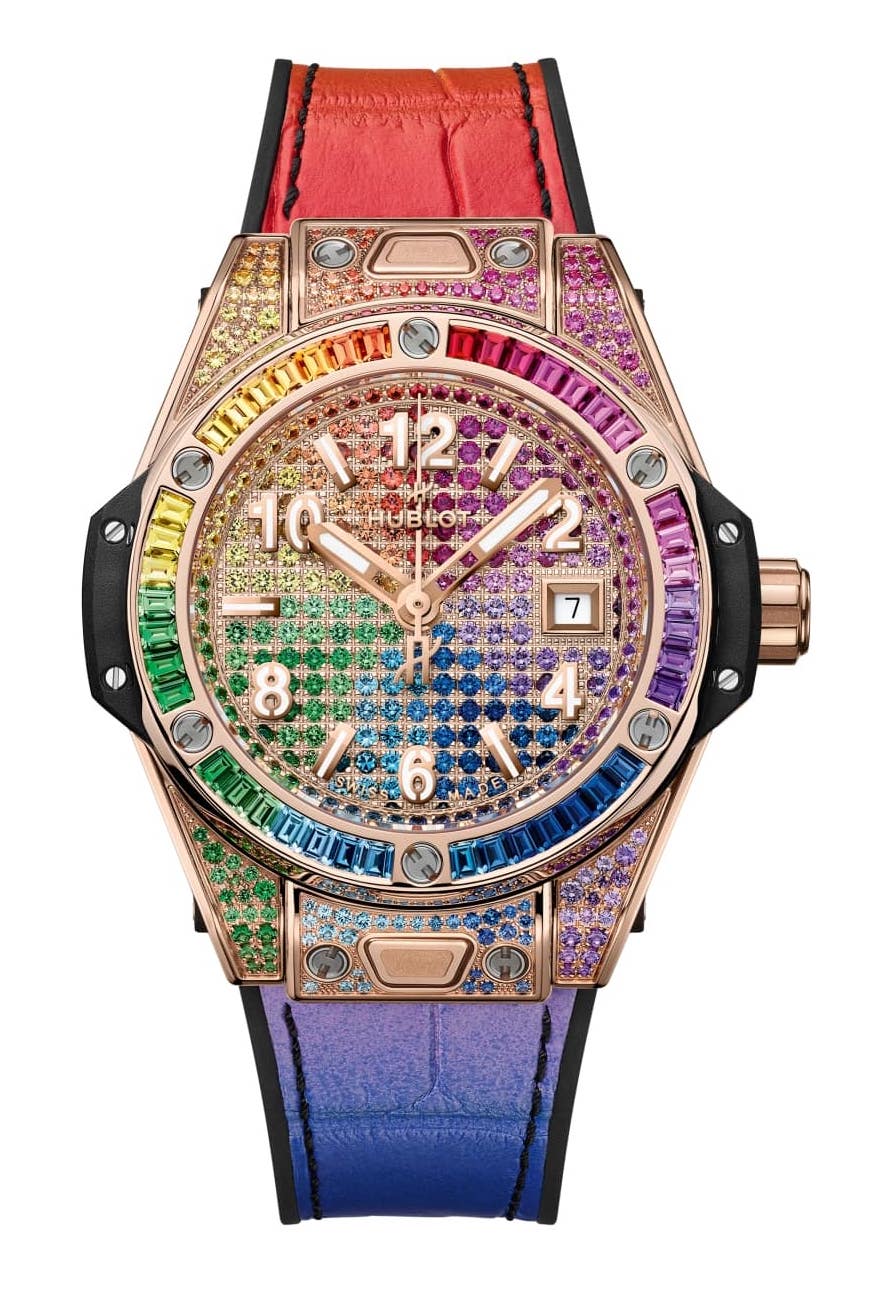 Hublot Big Bang 18K Rose Gold Women's Watch with Colored Gemstones - Luxury Diamond Ladies Watch for Gifts, Parties & Special Occasions