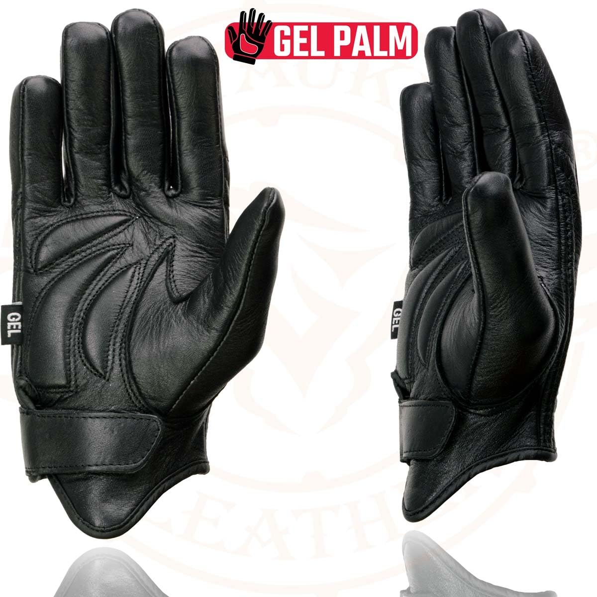 Milwaukee Leather MG7510 Men's Black Leather Motorcycle Gloves - Gel Padded Palm, Short Wrist & Full Panel Cover - Comfortable Riding Gloves for Cruiser, Touring & Street Bikes - Perfect for Long Rides & Commuting