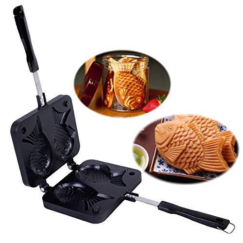 Non-Stick Fish-Shaped Waffle Pan Maker - 2 Molds Japanese Taiyaki Cake Baking Tool for Home, Breakfast & Dessert Making | Perfect for Kids Snacks, Party Treats & DIY Desserts